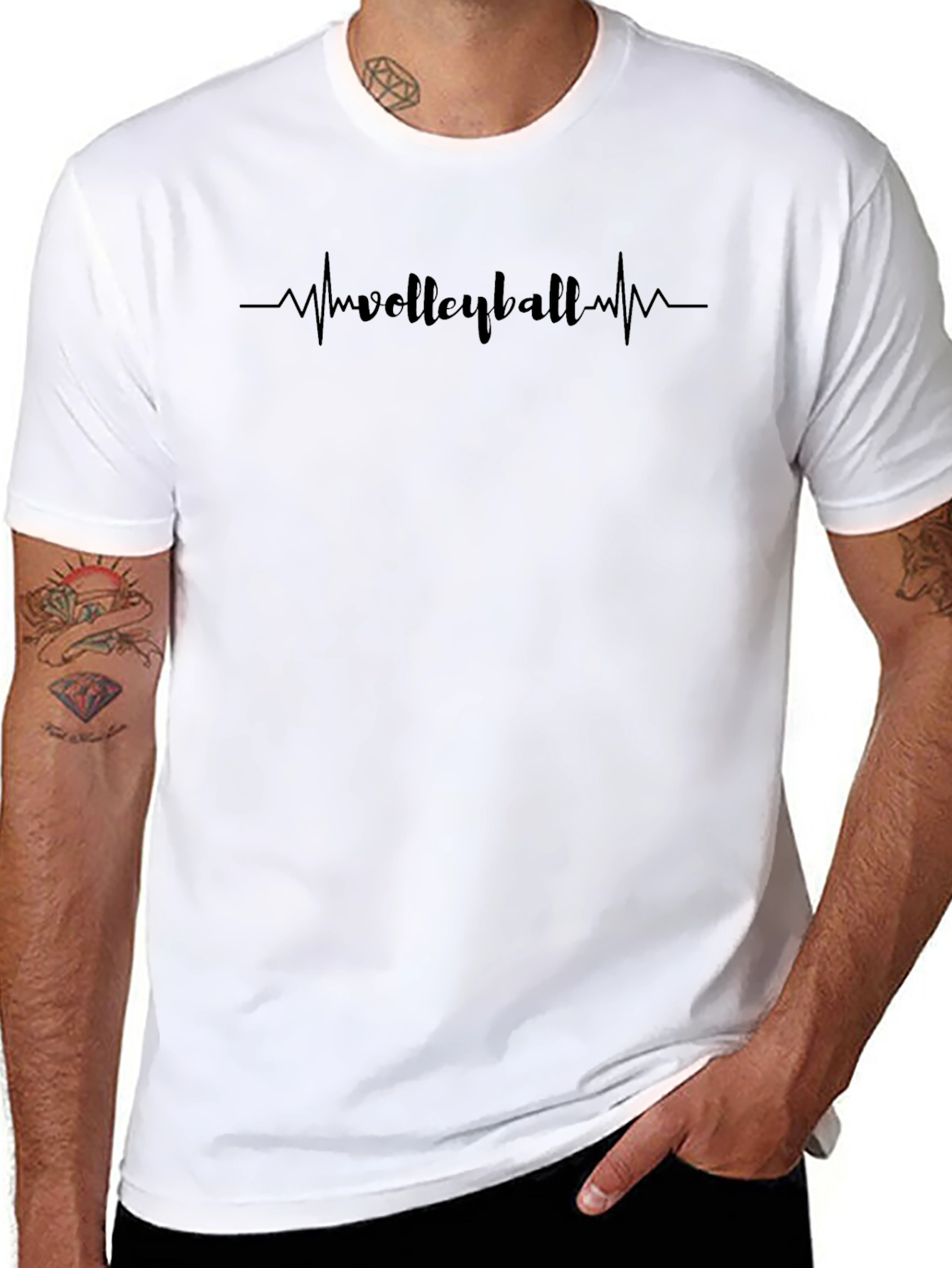 Volleyball Heartbeat Graphic Tee - Black