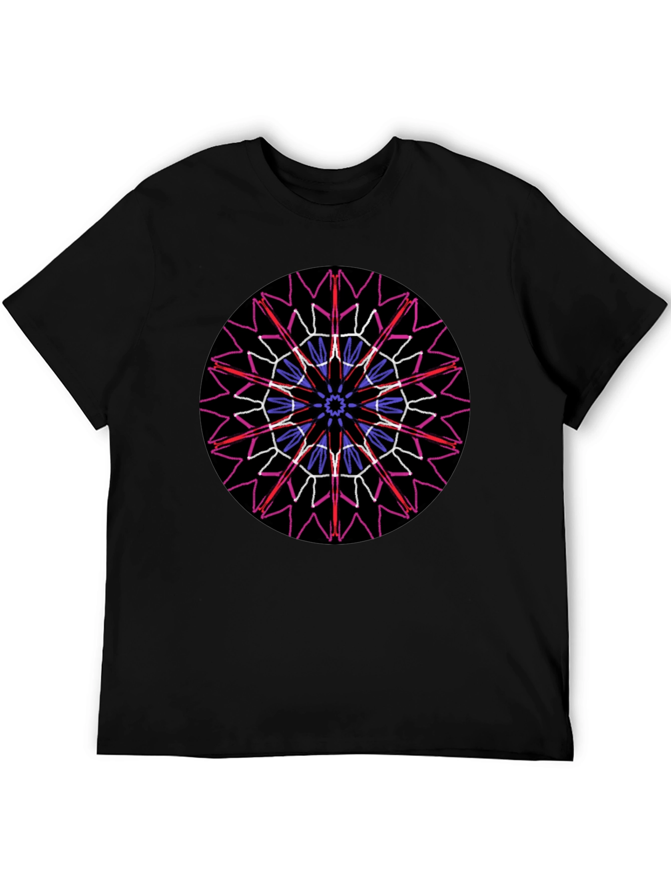 Geometric Mandala Graphic Print Black T-Shirt