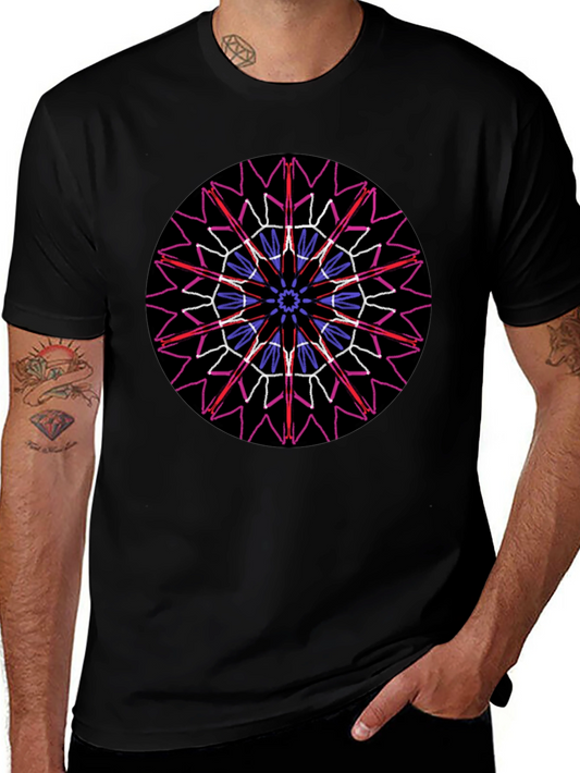 Geometric Mandala Graphic Print Black T-Shirt