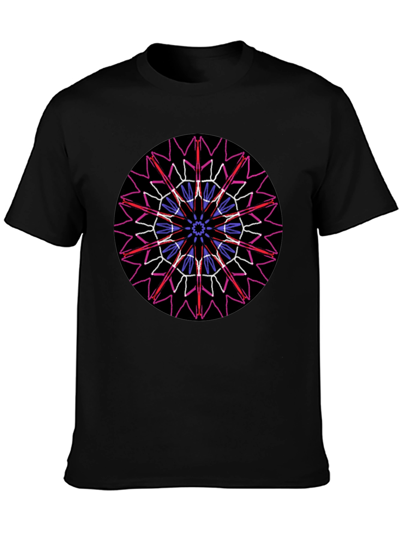 Geometric Mandala Graphic Print Black T-Shirt