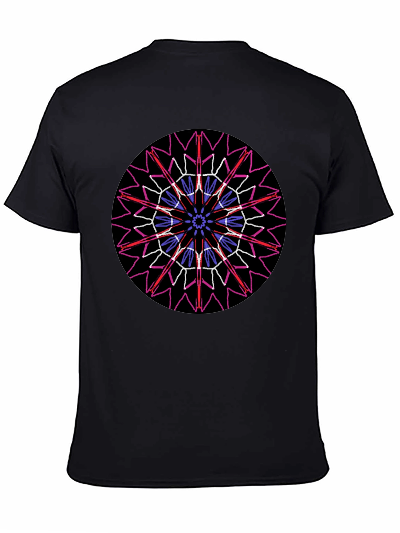 Geometric Mandala Graphic Print Black T-Shirt