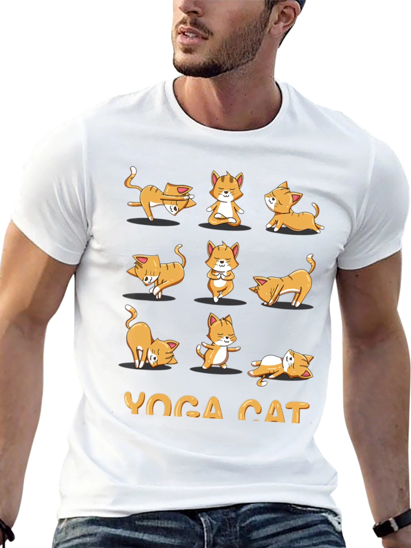 Yoga Cat Graphic T-Shirt - Black Cotton Tee