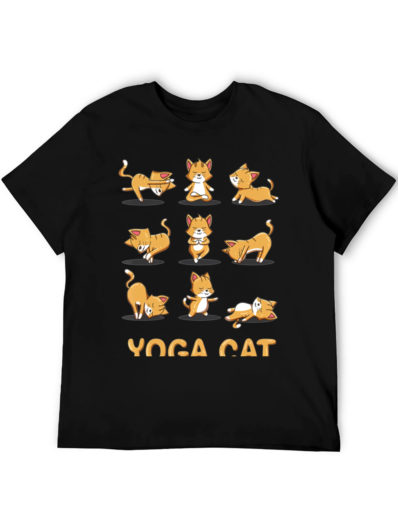 Yoga Cat Graphic T-Shirt - Black Cotton Tee