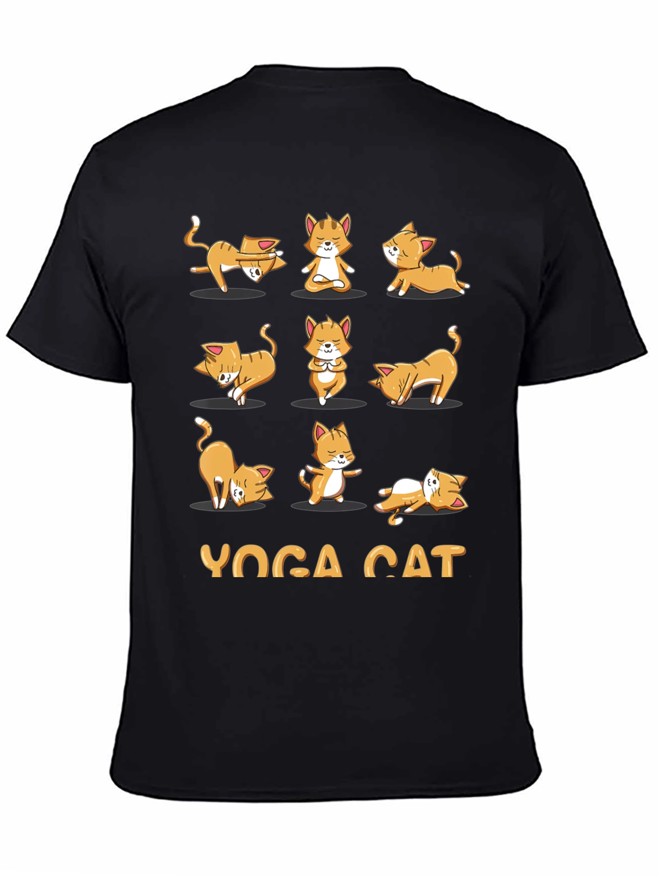 Yoga Cat Graphic T-Shirt - Black Cotton Tee