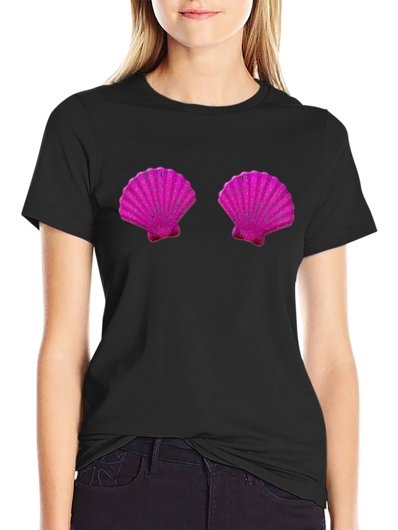 Novelty Mermaid Shell Bra Graphic Tee