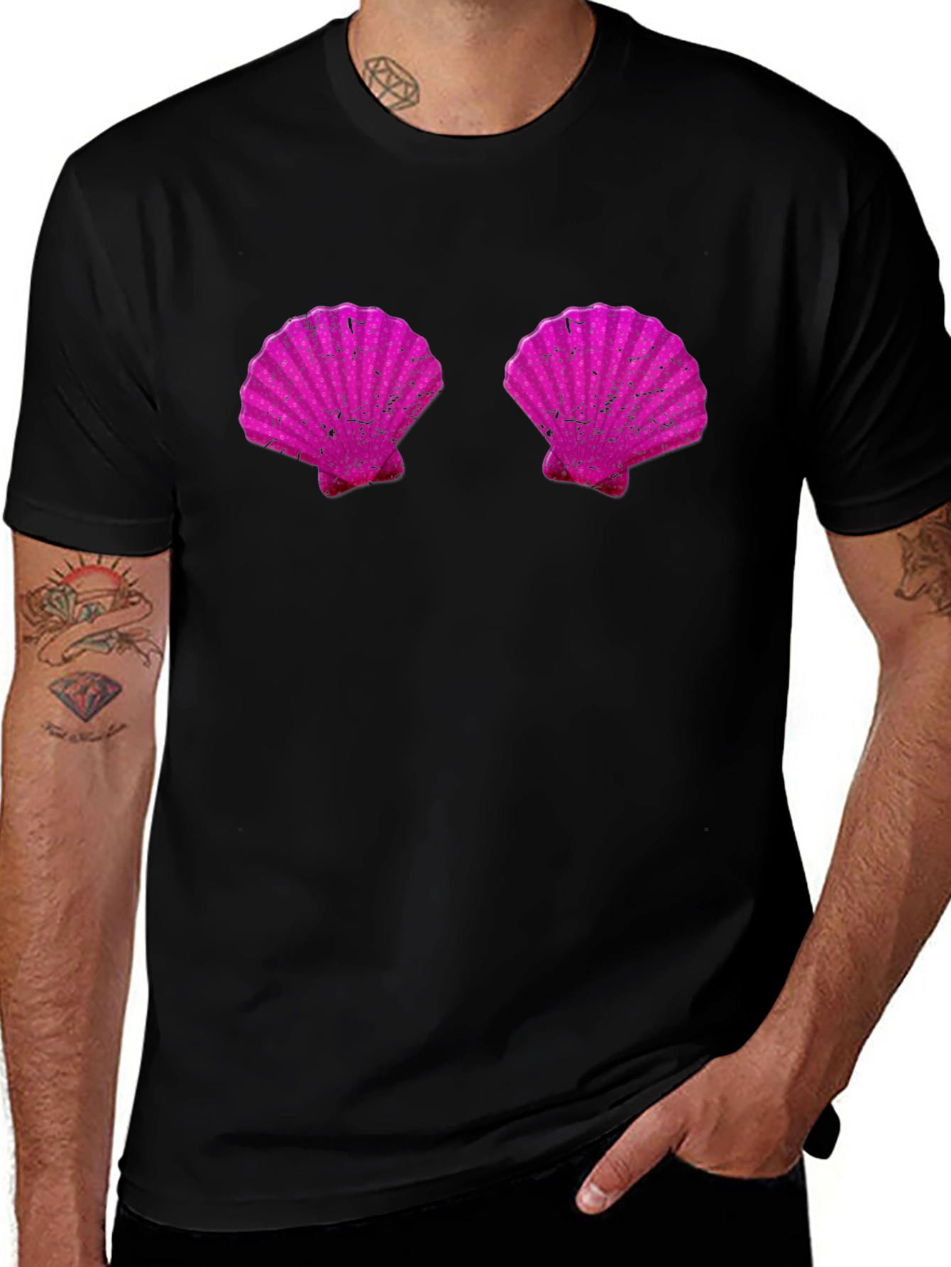 Novelty Mermaid Shell Bra Graphic Tee