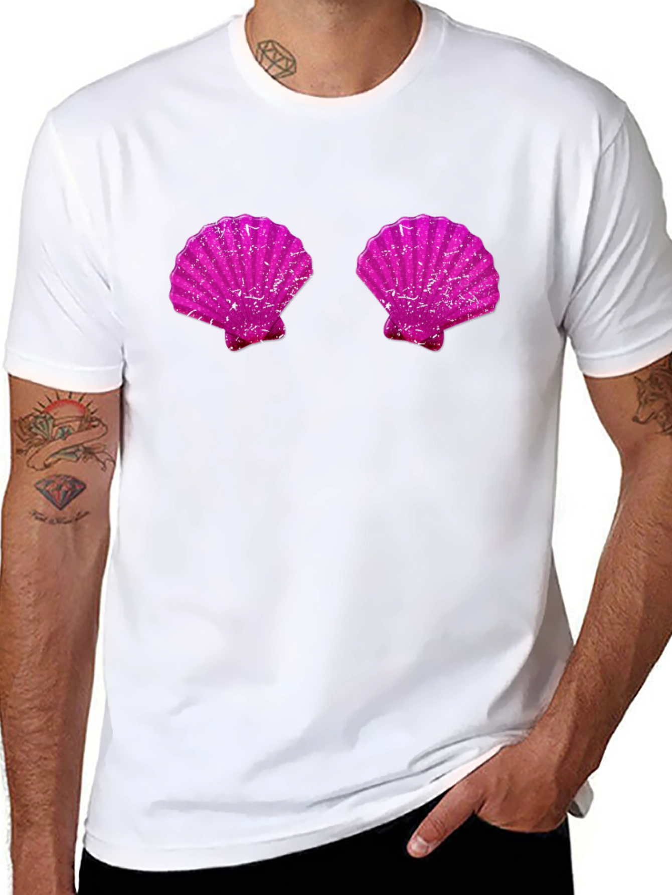 Novelty Mermaid Shell Bra Graphic Tee