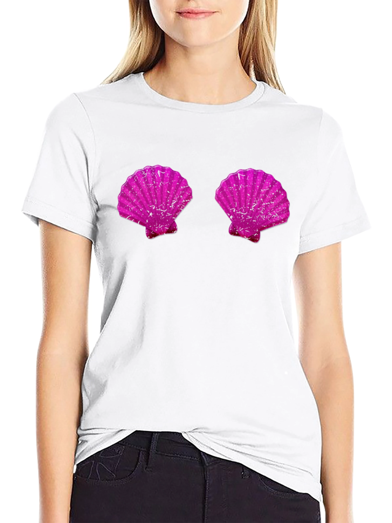 Novelty Mermaid Shell Bra Graphic Tee