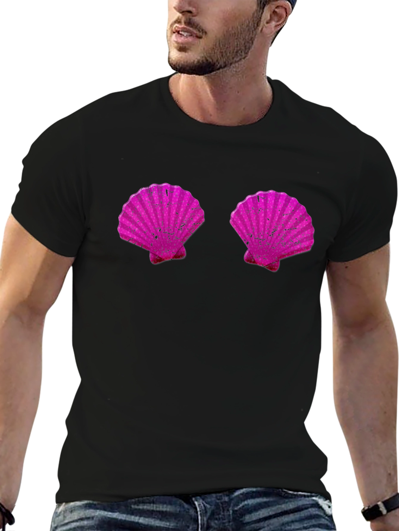 Novelty Mermaid Shell Bra Graphic Tee