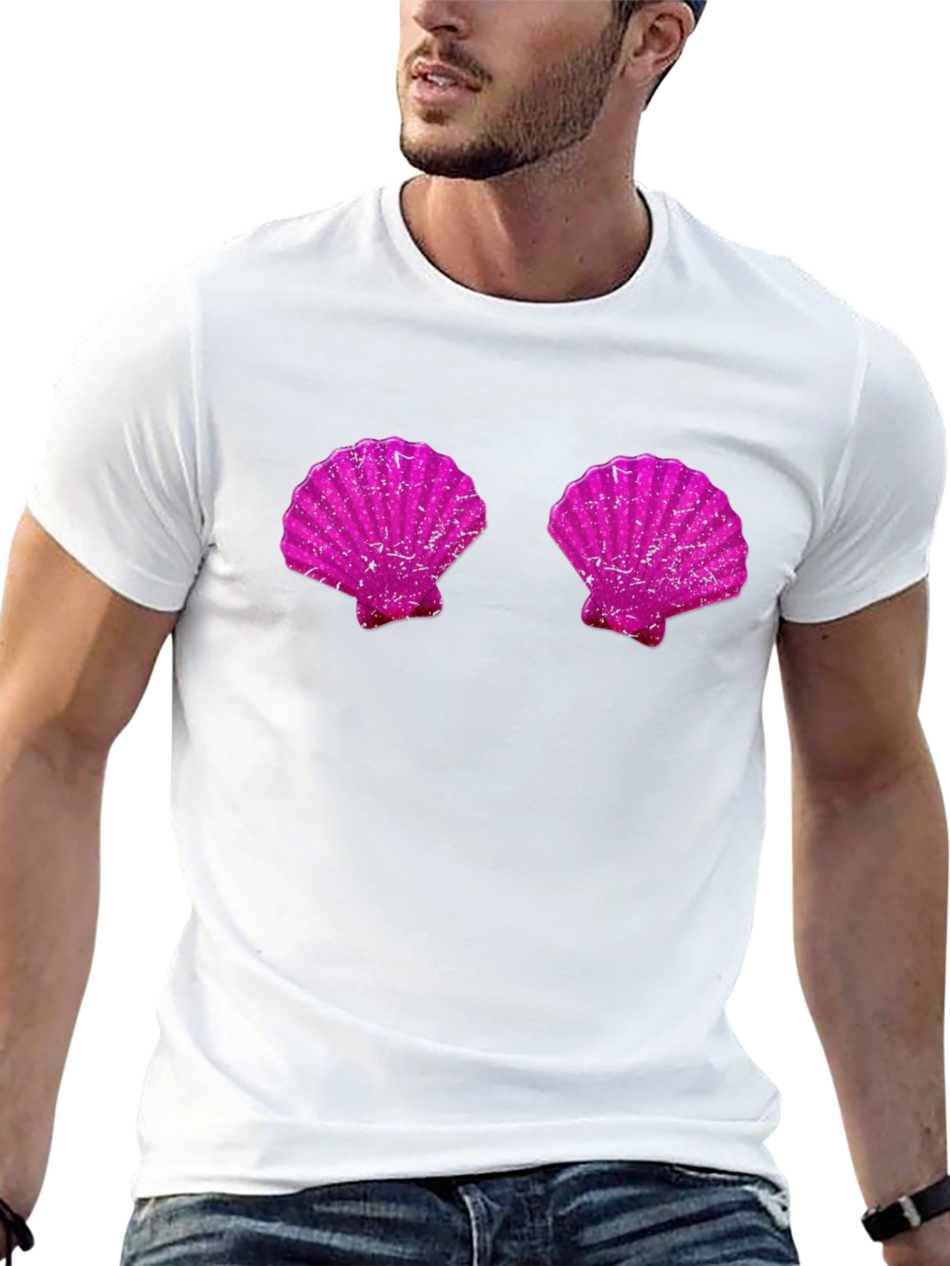 Novelty Mermaid Shell Bra Graphic Tee