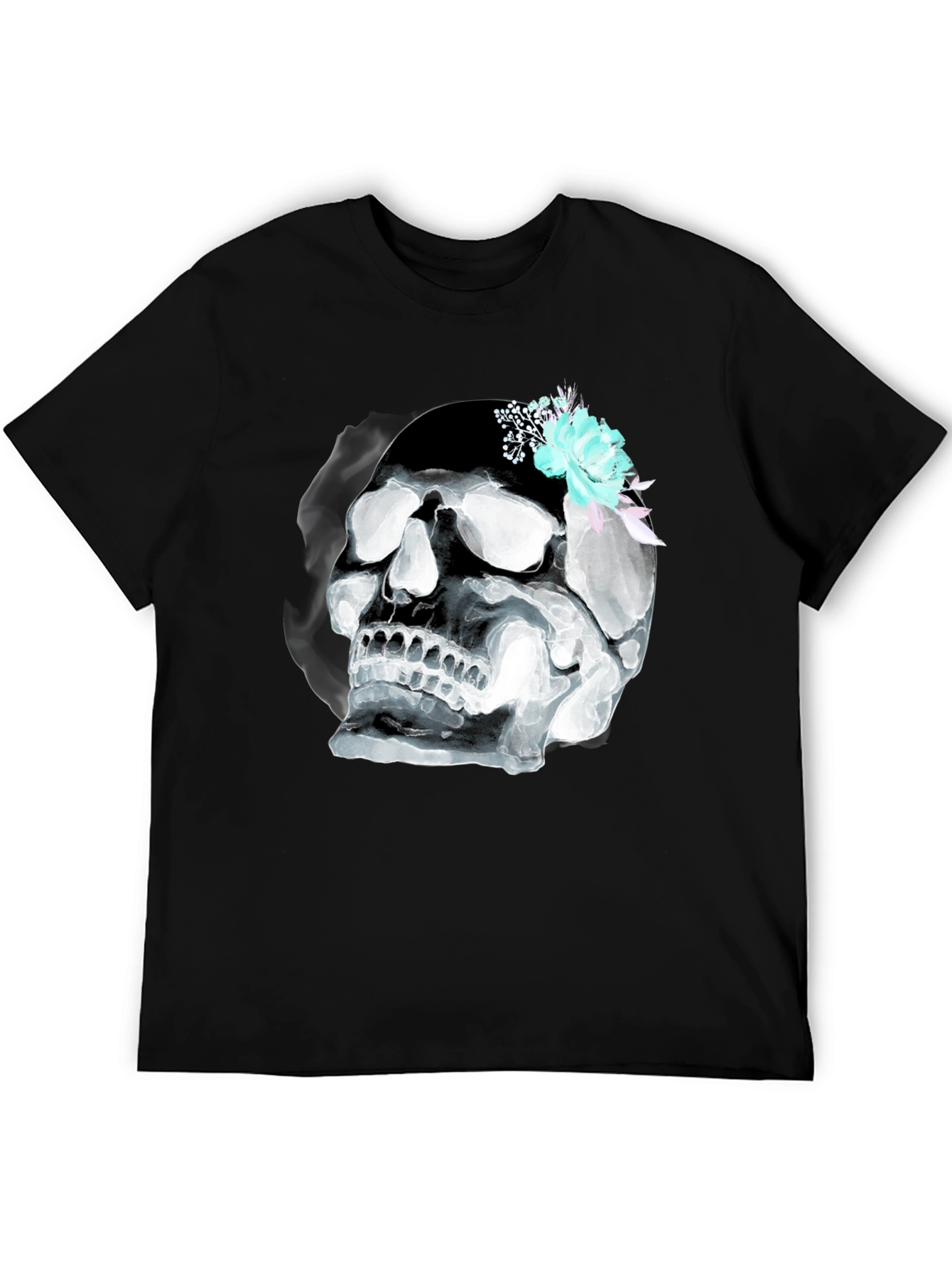 Skull & Flowers Graphic Tee - Mens Black T-Shirt