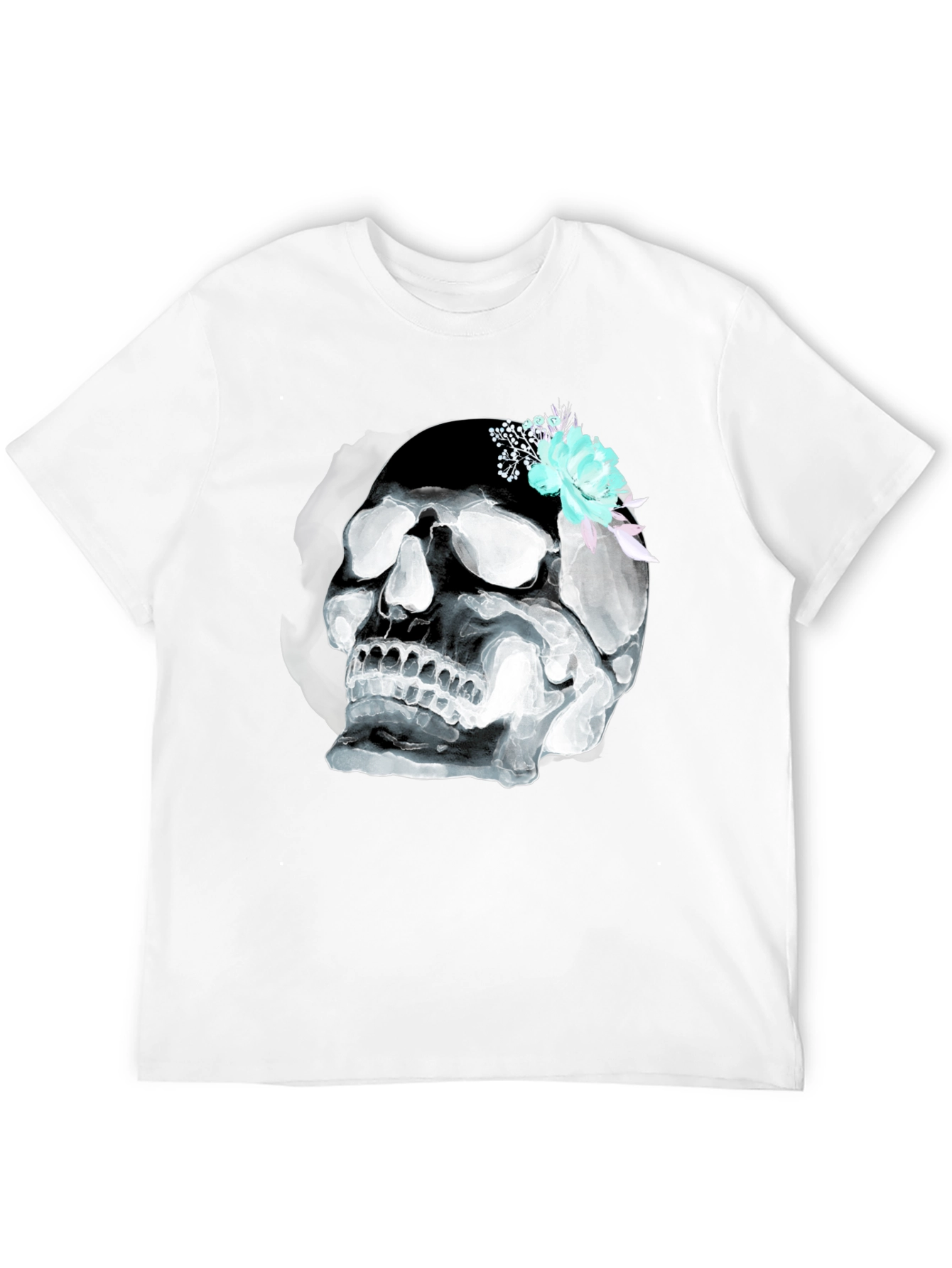 Skull & Flowers Graphic Tee - Mens Black T-Shirt
