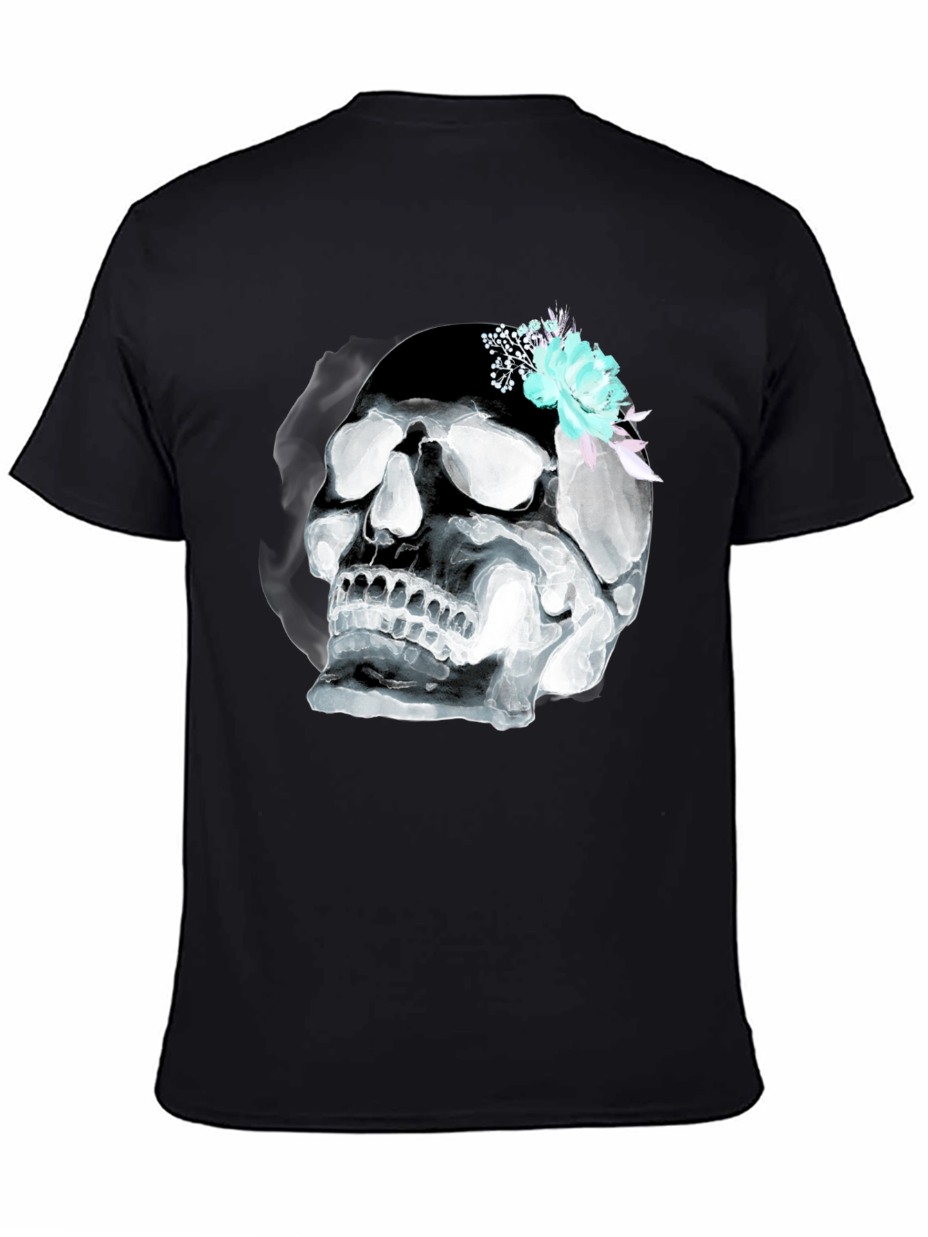 Skull & Flowers Graphic Tee - Mens Black T-Shirt