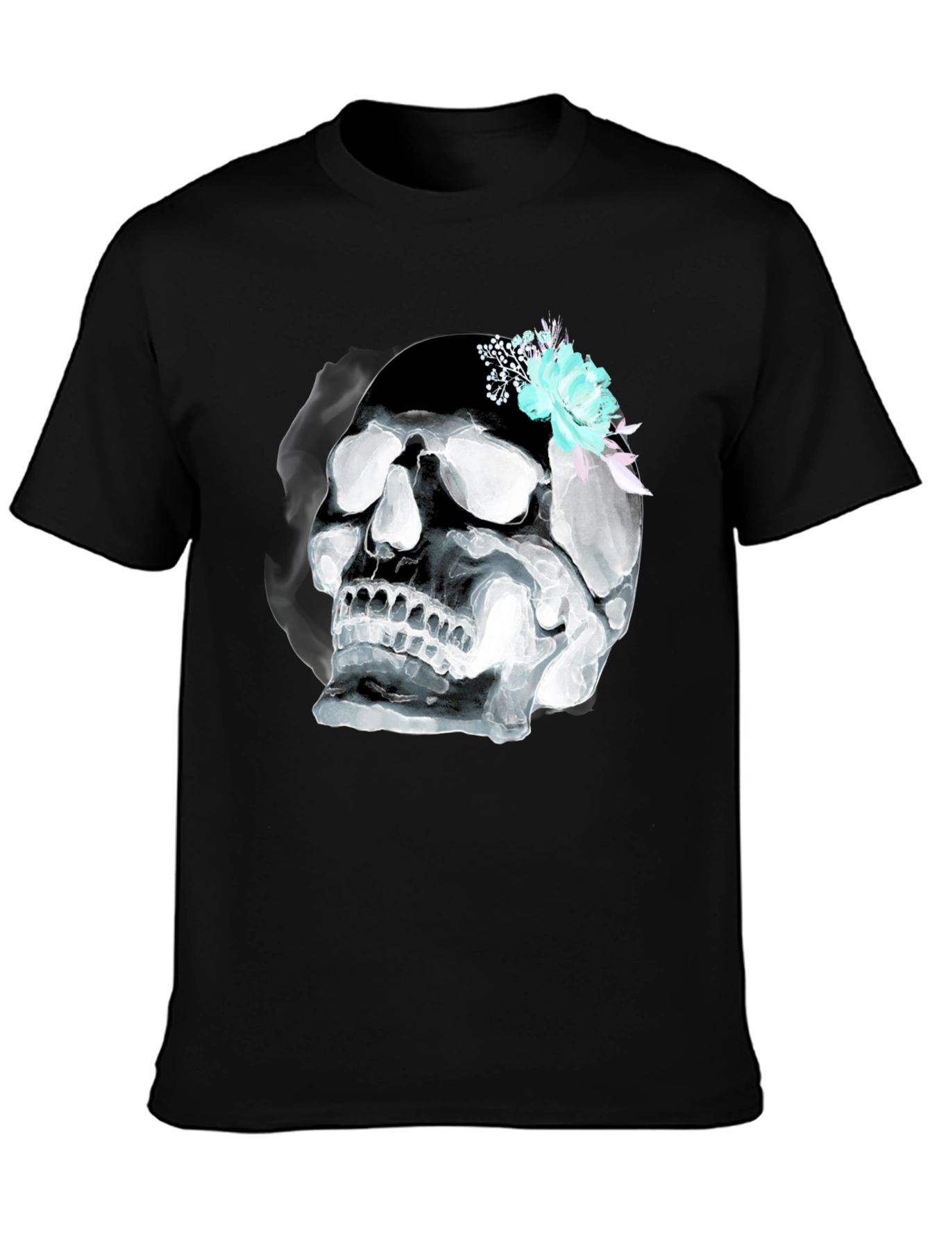 Skull & Flowers Graphic Tee - Mens Black T-Shirt