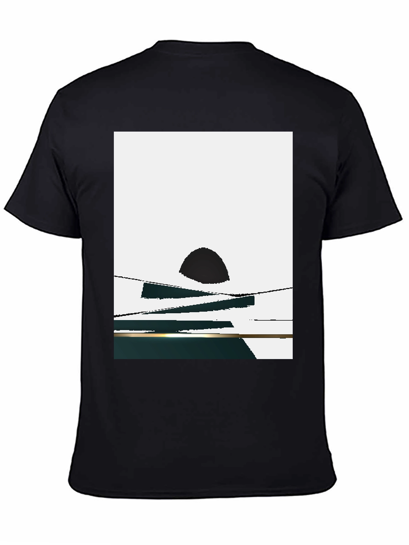 Abstract Sunset Graphic Tee - Black Casual T-Shirt