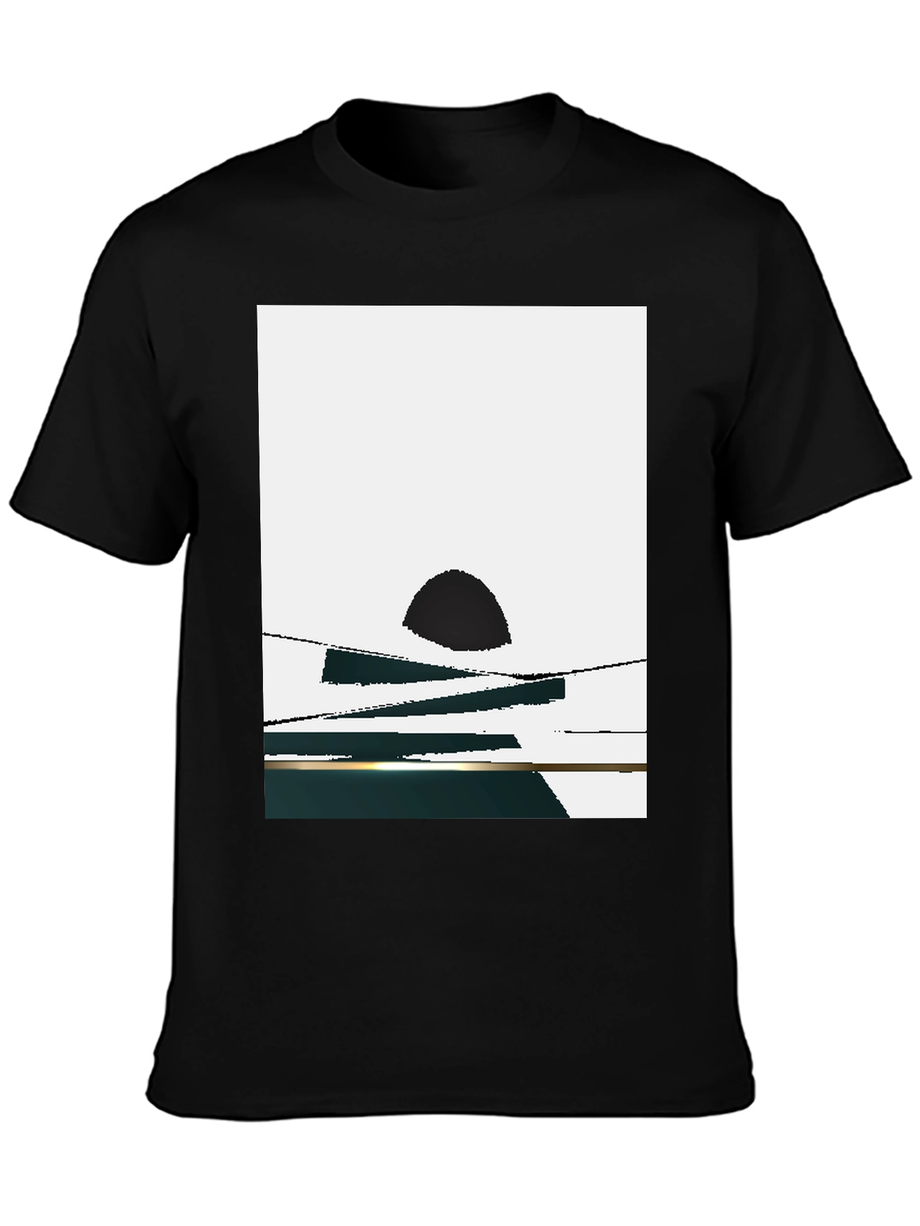 Abstract Sunset Graphic Tee - Black Casual T-Shirt