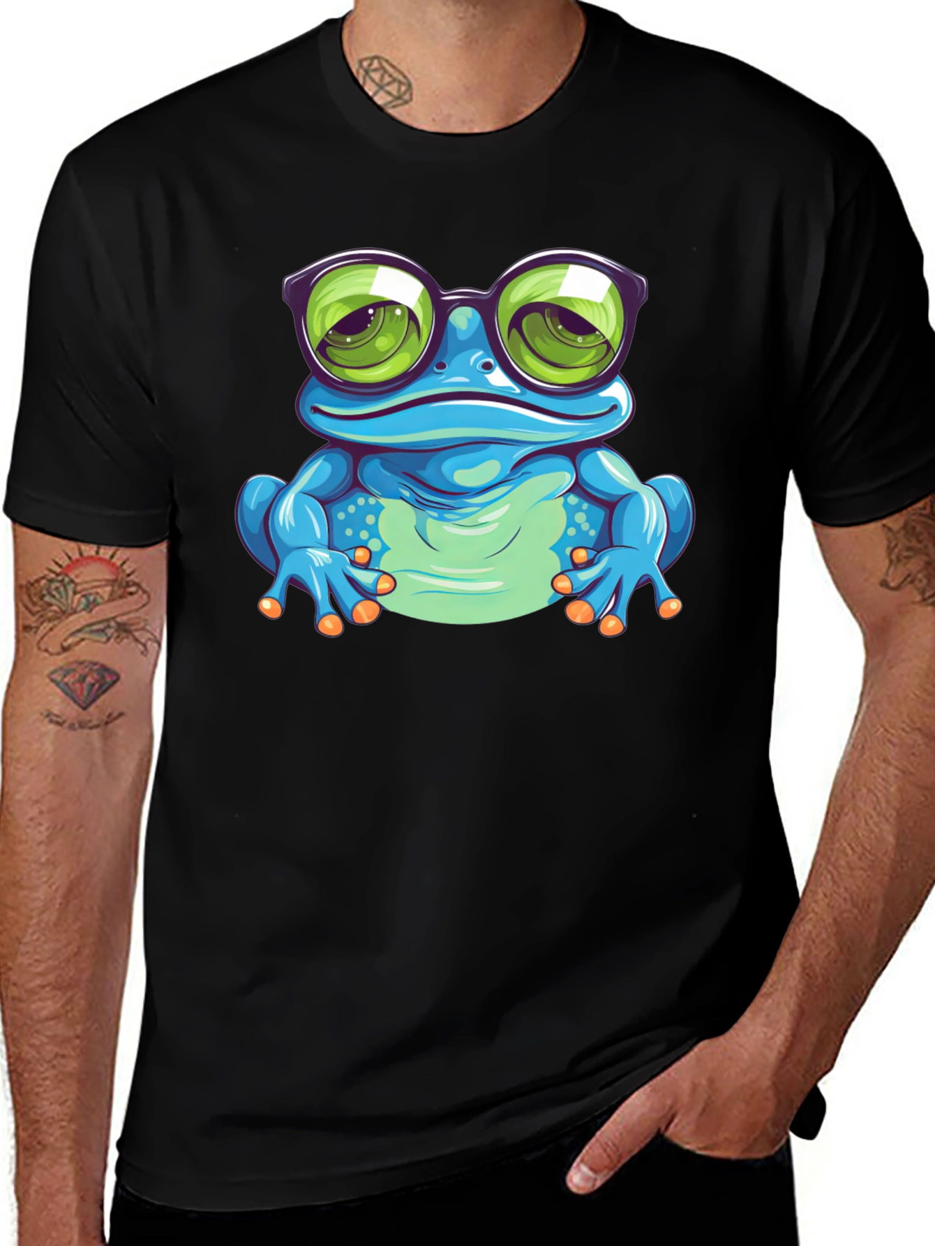 Cool Frog Graphic Tee - Stylish Mens Black T-Shirt