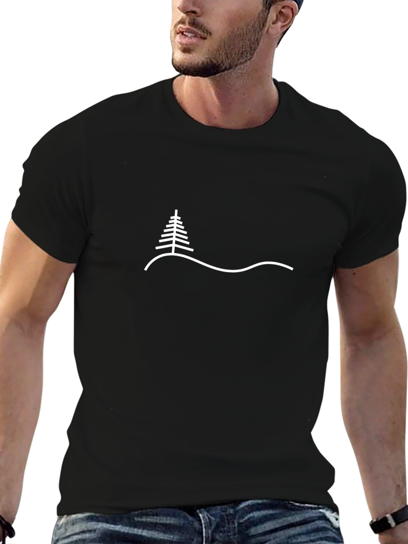 Minimalist Mountain & Tree Graphic Tee