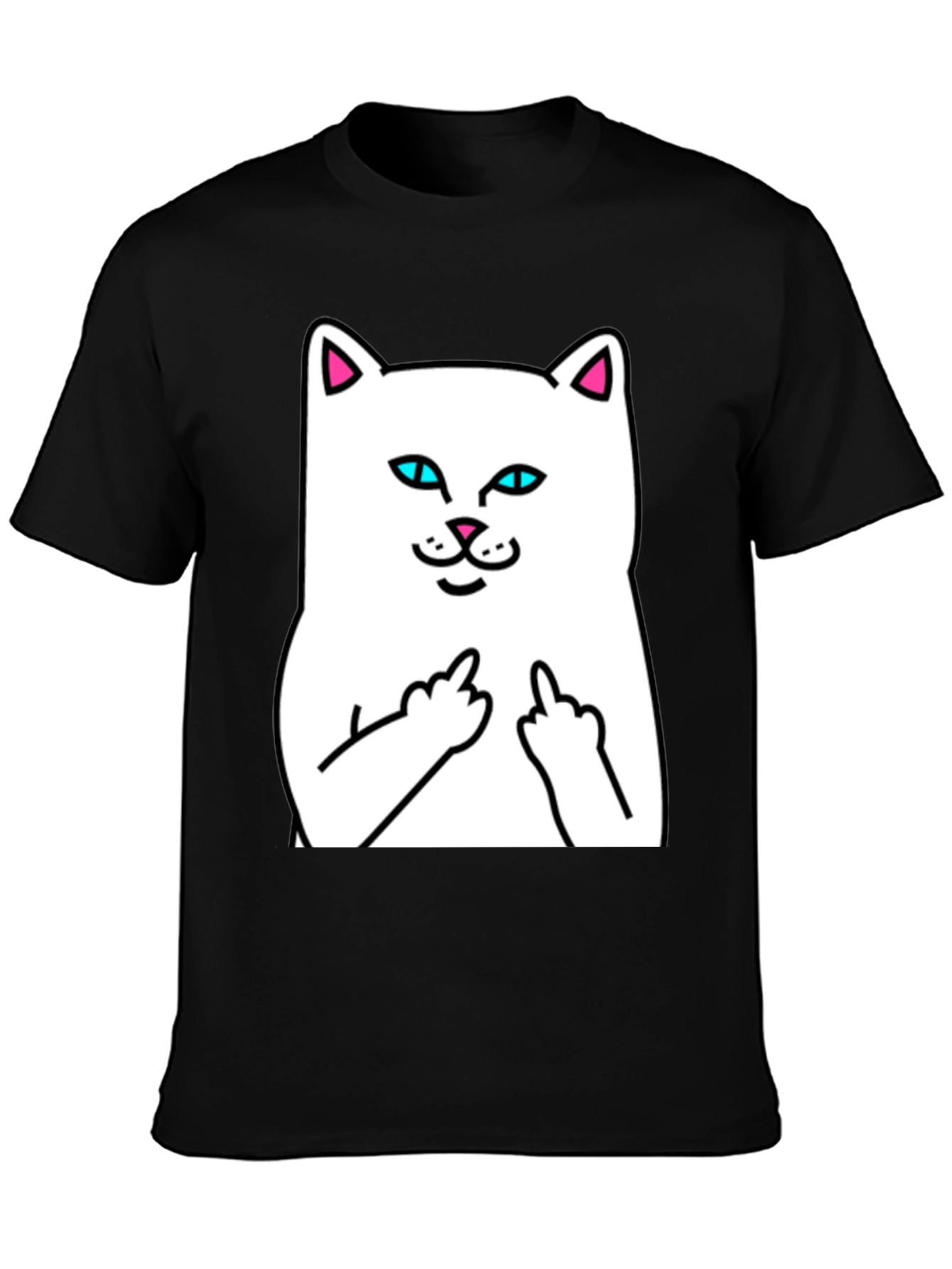 Rebellious Cat Graphic Tee - Black T-Shirt