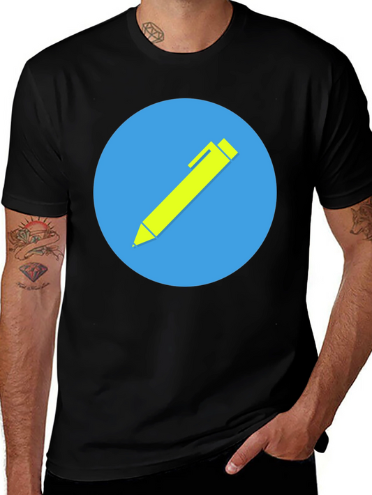 Stylish Black T-Shirt with Creative Pen Graphic