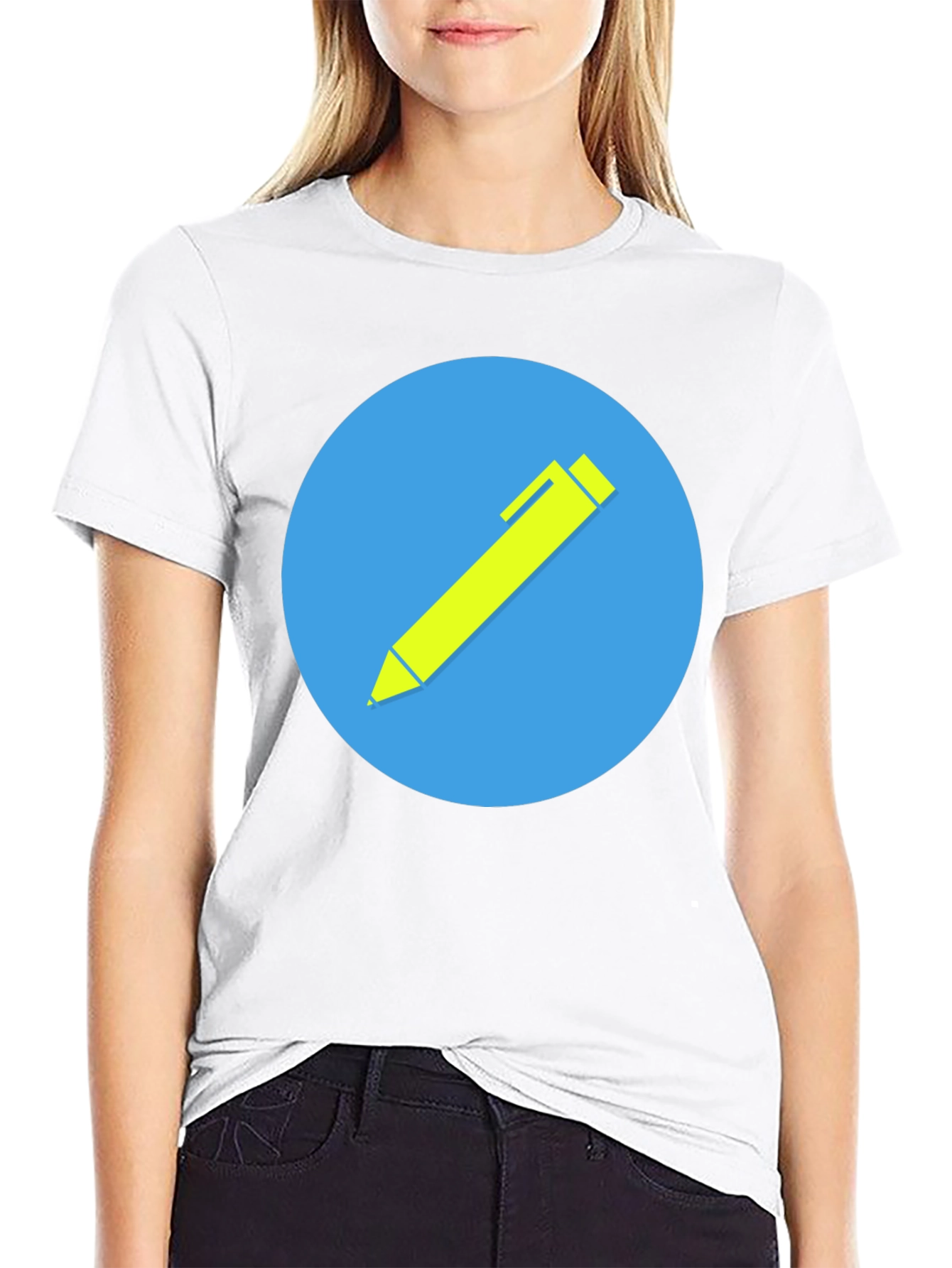 Stylish Black T-Shirt with Creative Pen Graphic