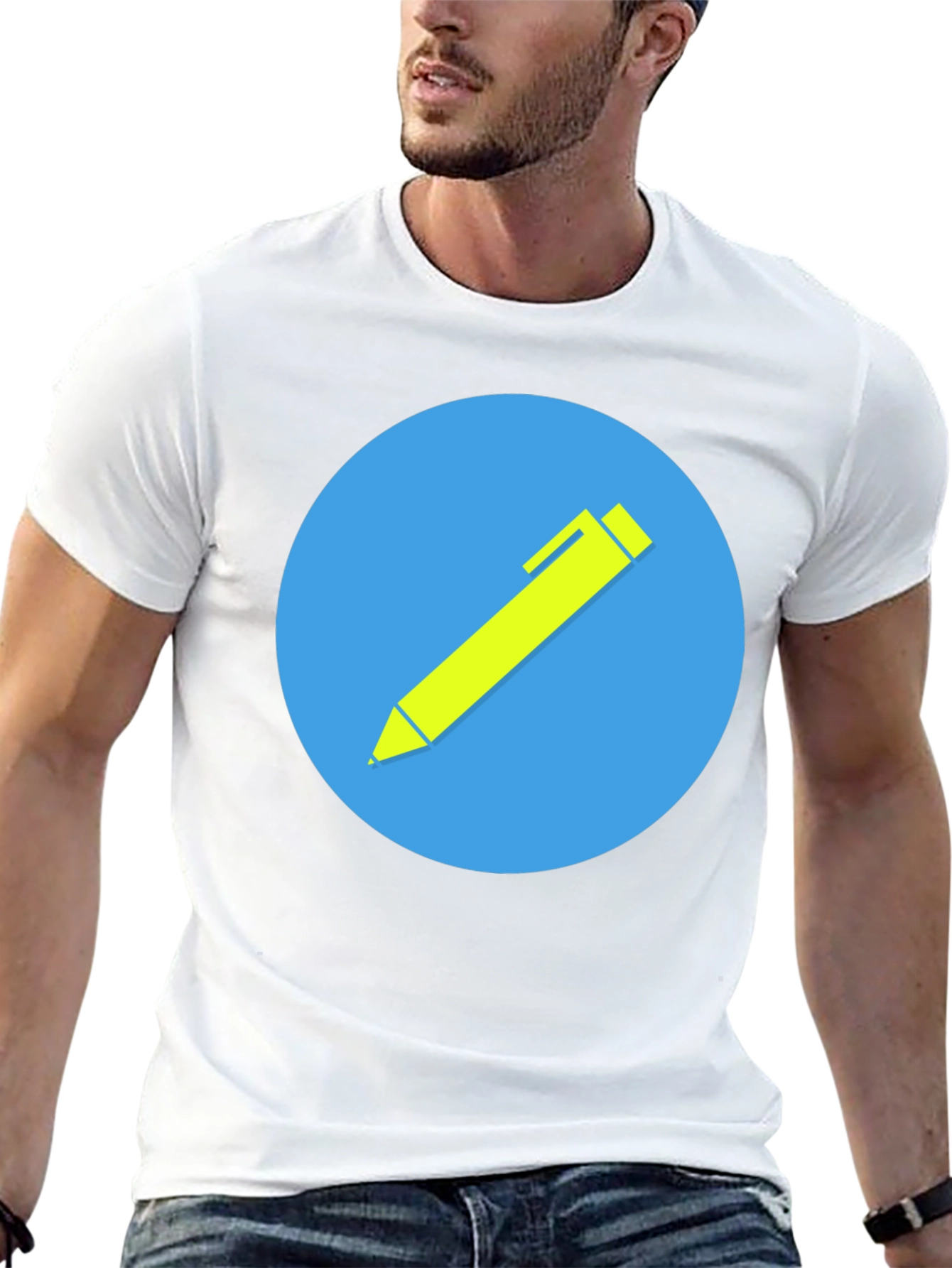Stylish Black T-Shirt with Creative Pen Graphic