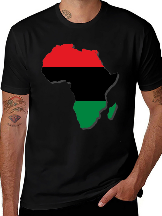 Africa Map T-Shirt - Red Black and Green Design