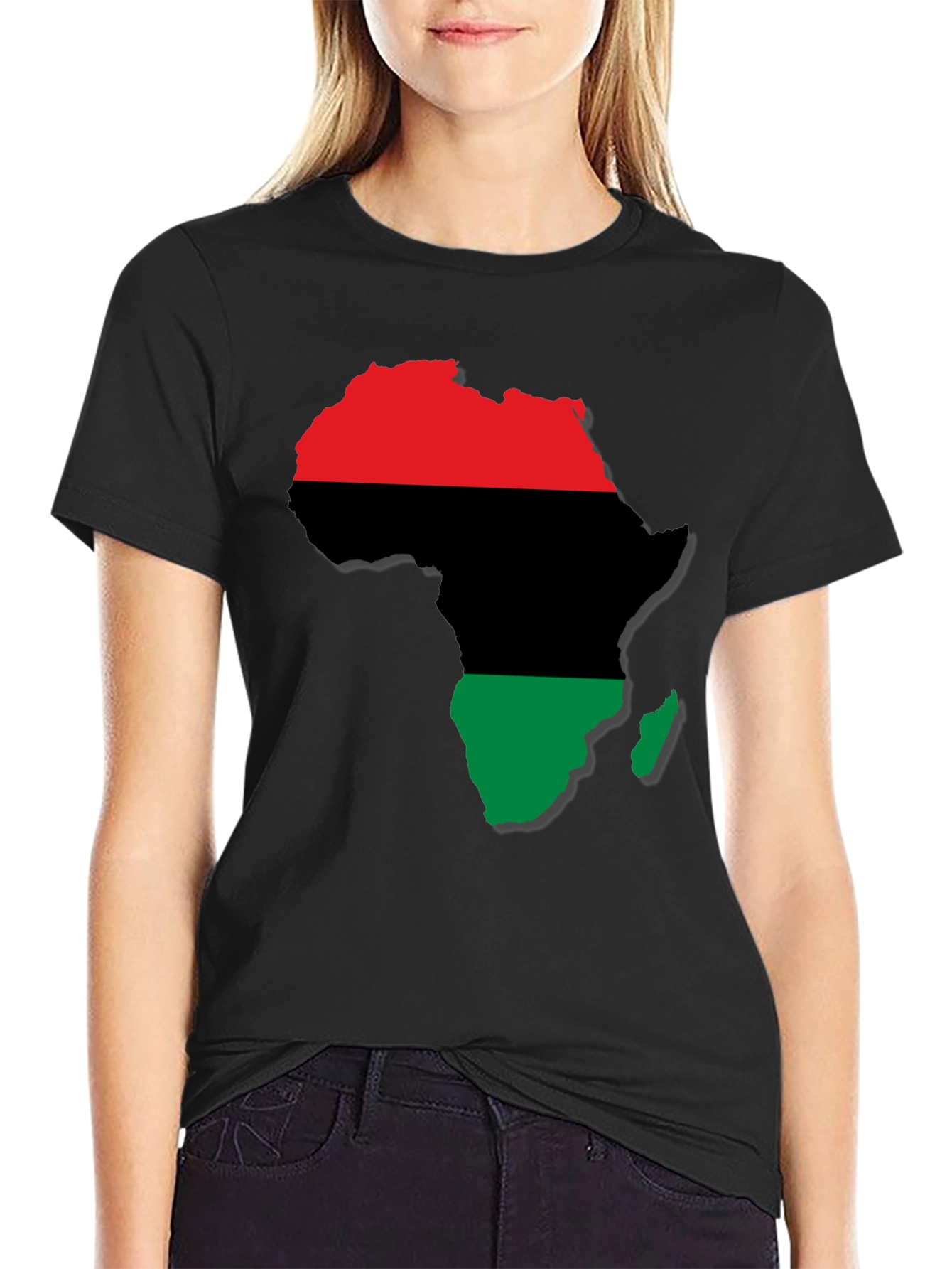 Africa Map T-Shirt - Red Black and Green Design
