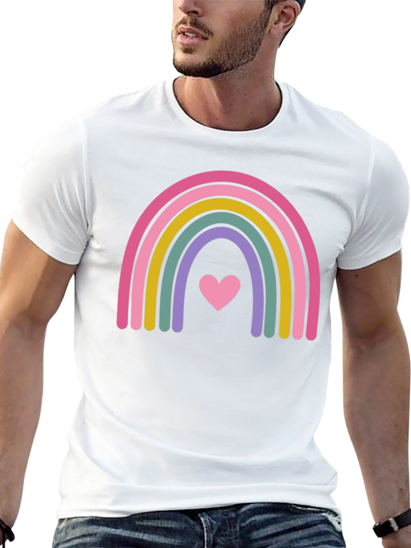 Rainbow Heart Graphic Tee - Soft Cotton Blend