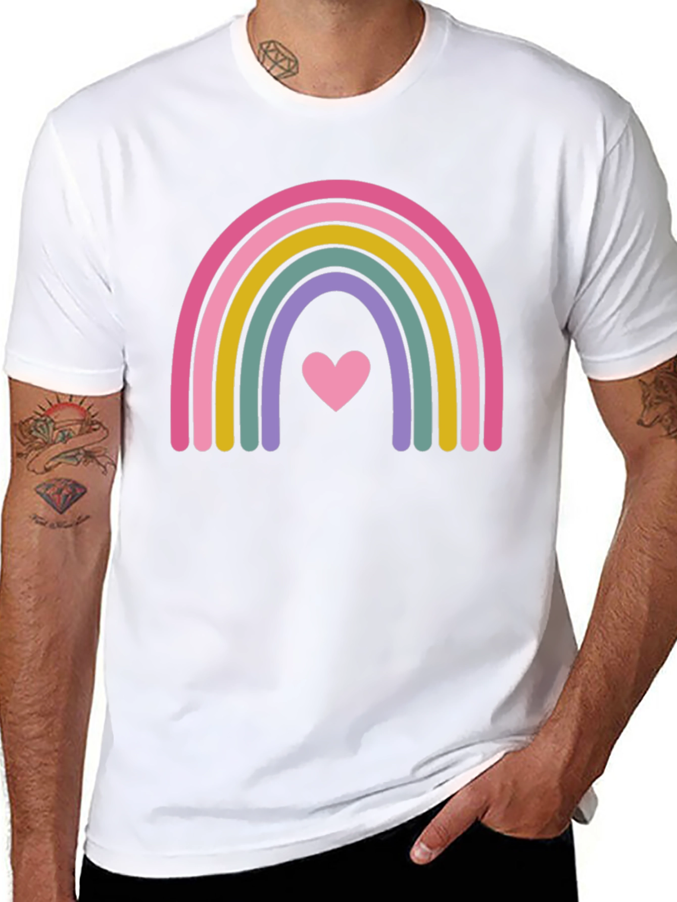 Rainbow Heart Graphic Tee - Soft Cotton Blend