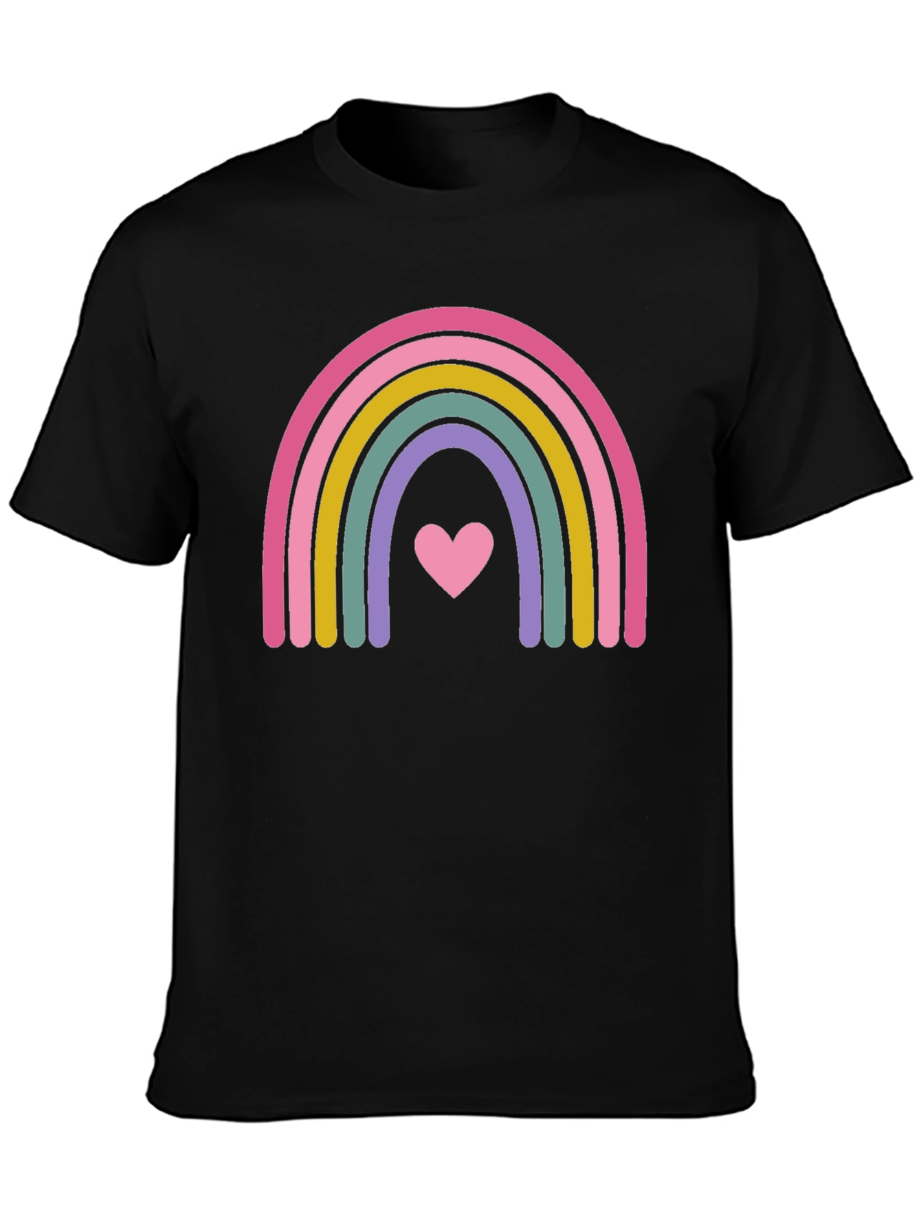 Rainbow Heart Graphic Tee - Soft Cotton Blend