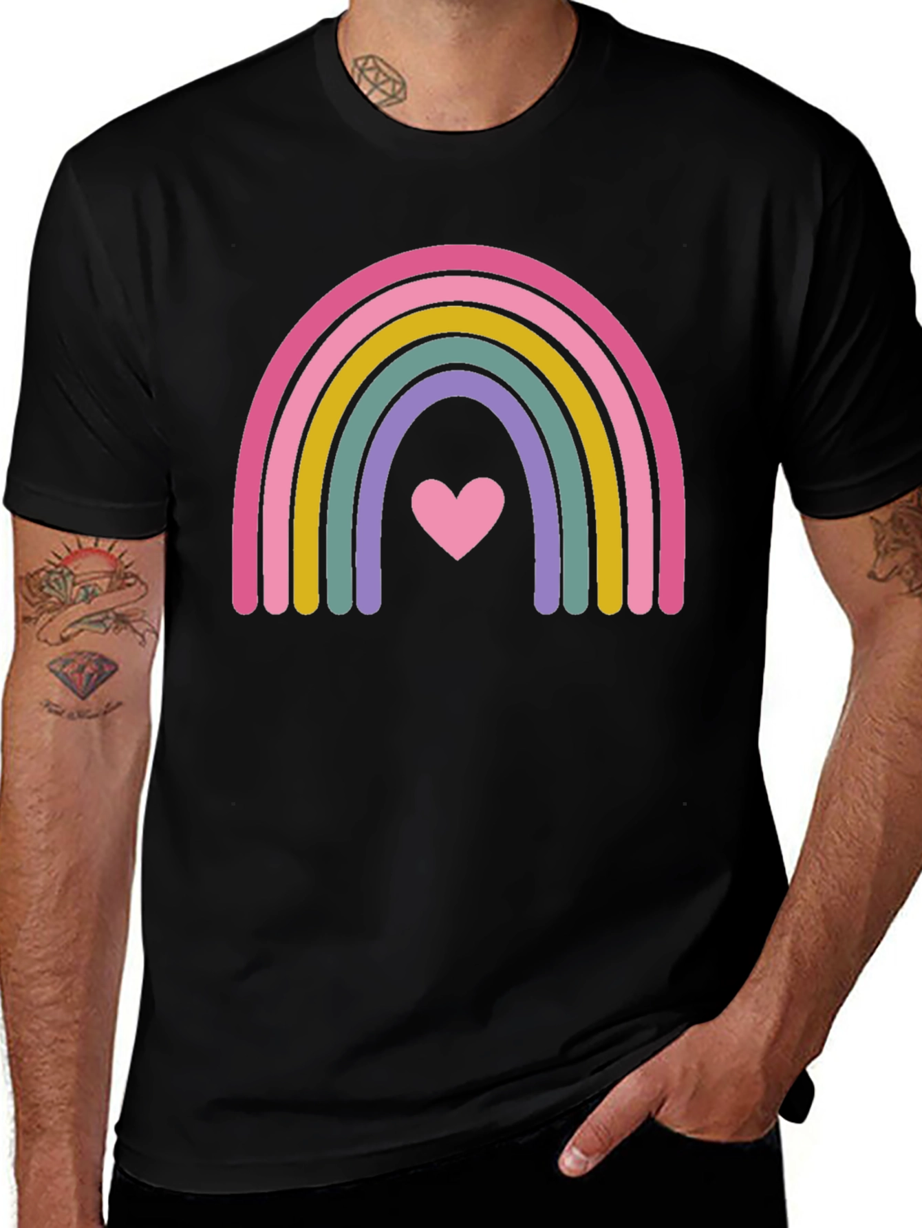 Rainbow Heart Graphic Tee - Soft Cotton Blend