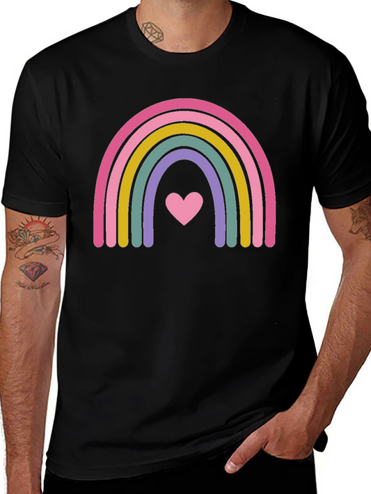 Rainbow Heart Graphic Tee - Soft Cotton Blend