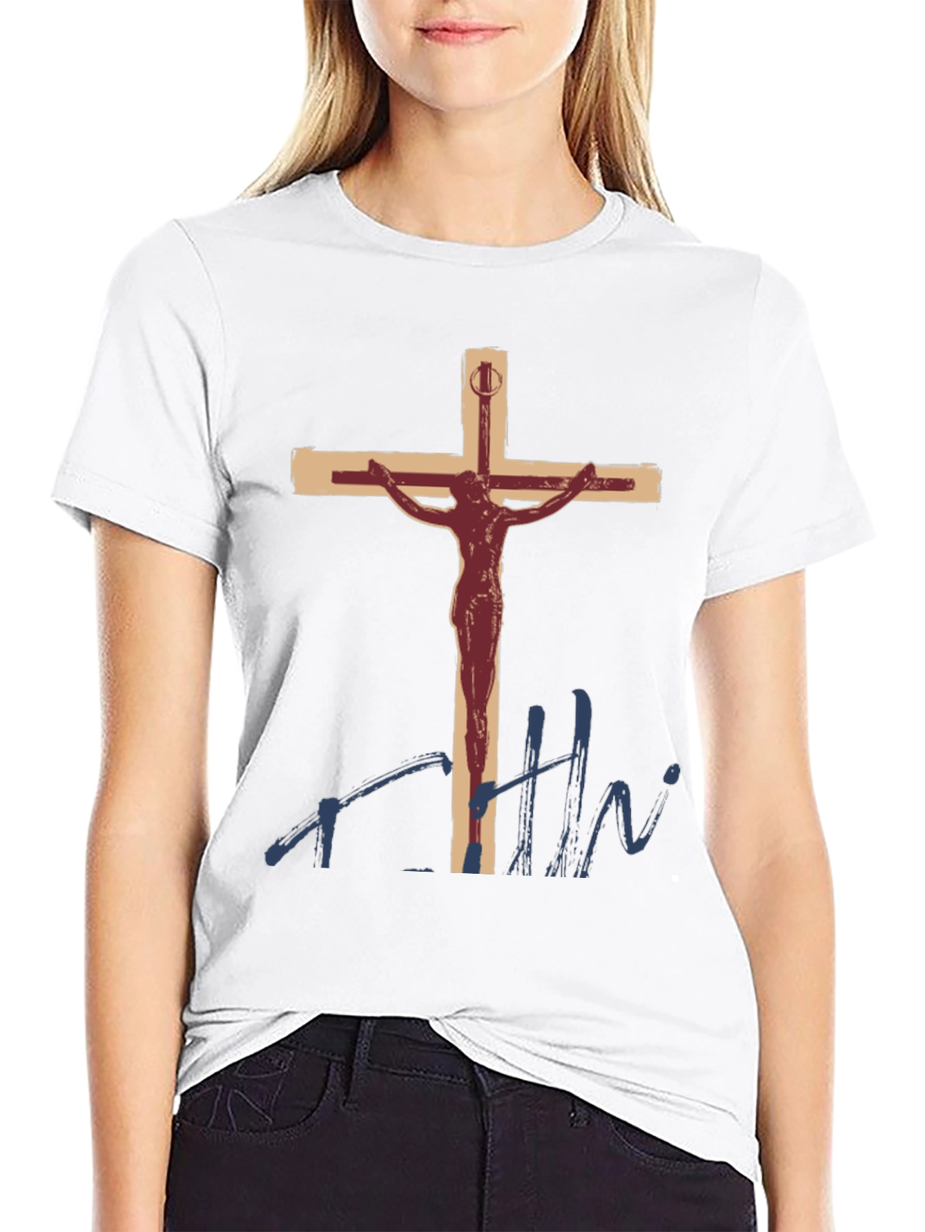 Crucifix Graphic T-Shirt - Religious Art Tee