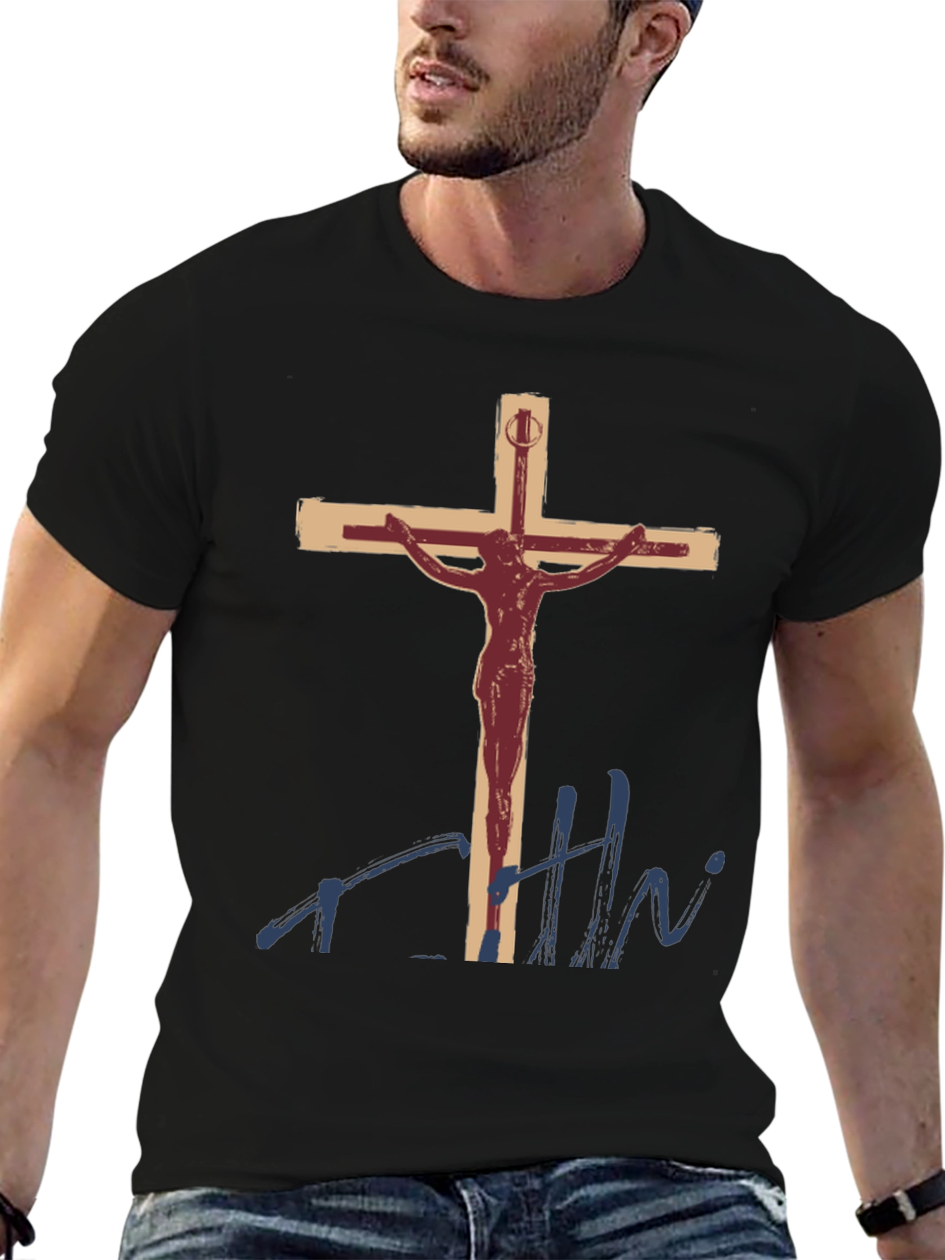 Crucifix Graphic T-Shirt - Religious Art Tee