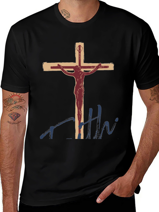 Crucifix Graphic T-Shirt - Religious Art Tee