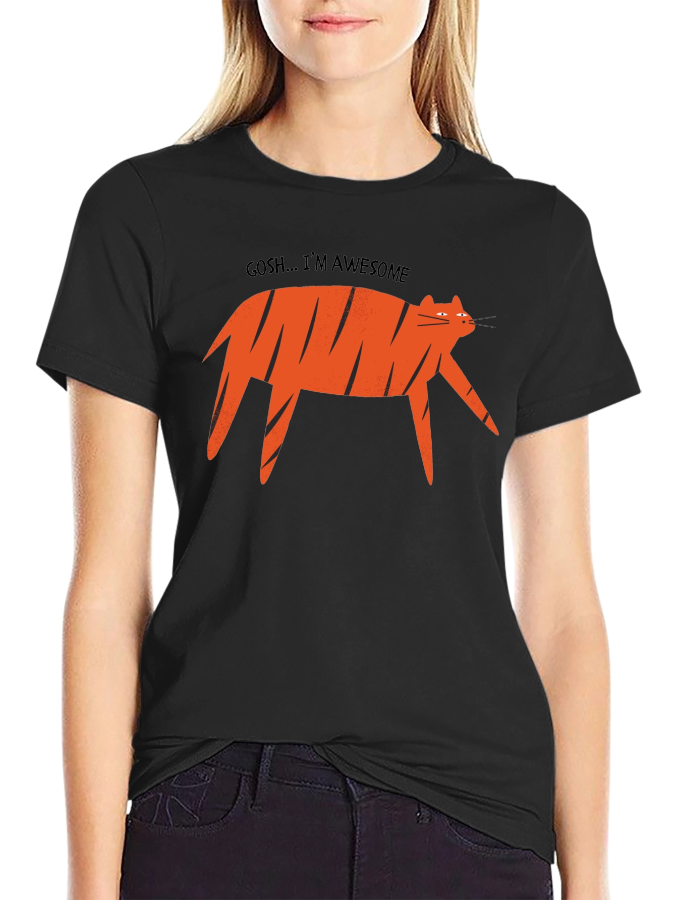 Awesome Cat Graphic Tee - Black T-Shirt