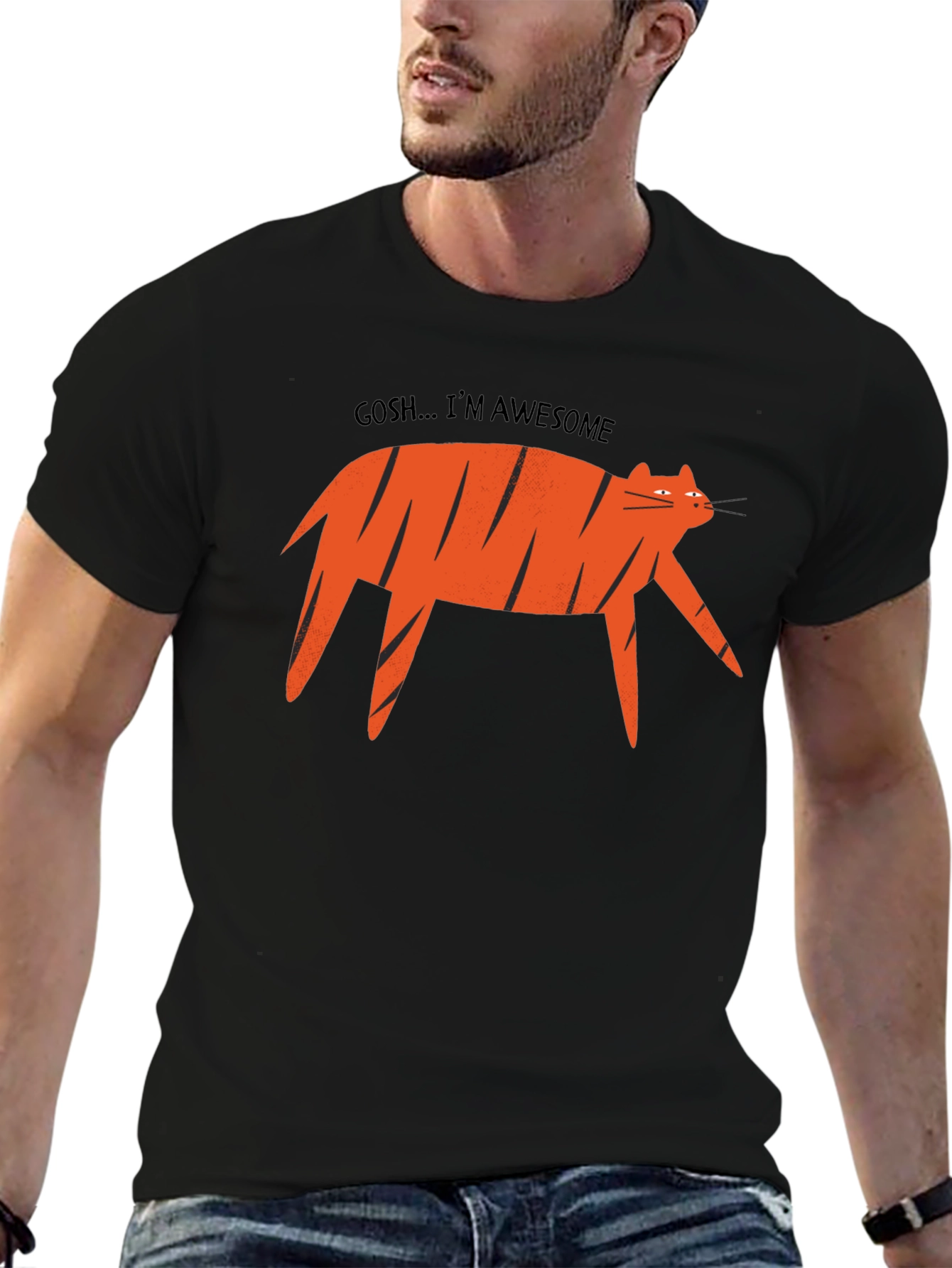 Awesome Cat Graphic Tee - Black T-Shirt