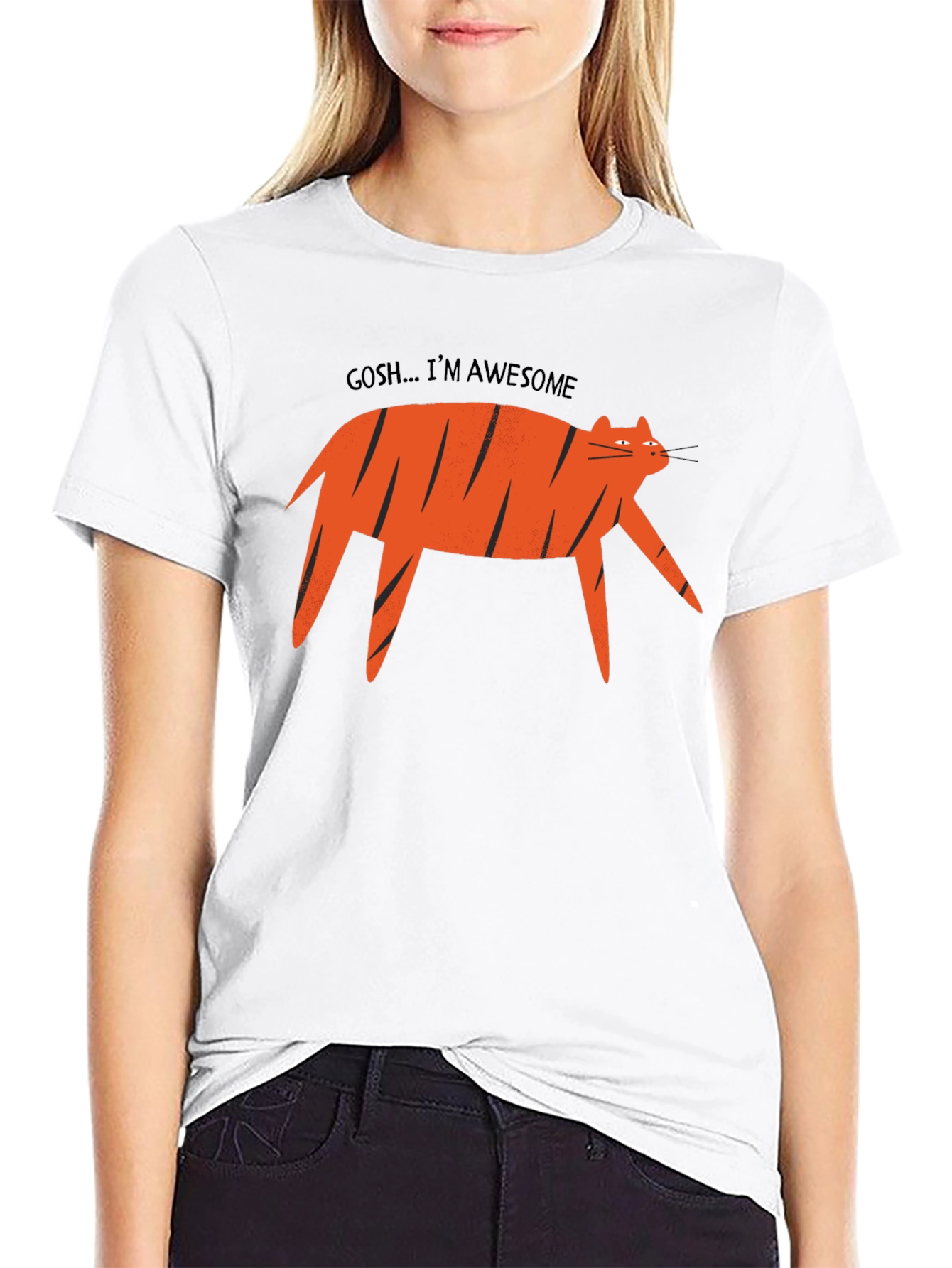 Awesome Cat Graphic Tee - Black T-Shirt