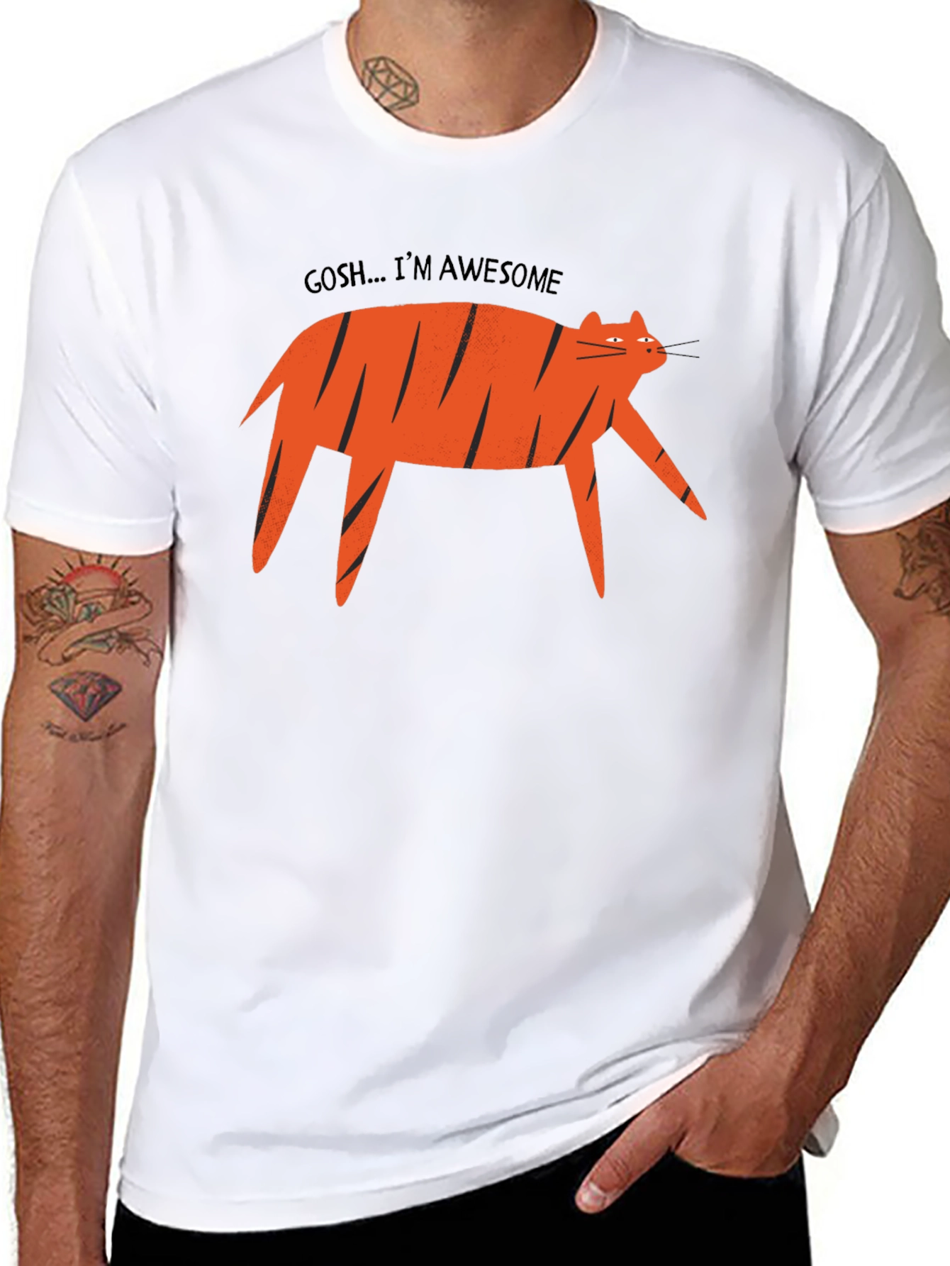 Awesome Cat Graphic Tee - Black T-Shirt