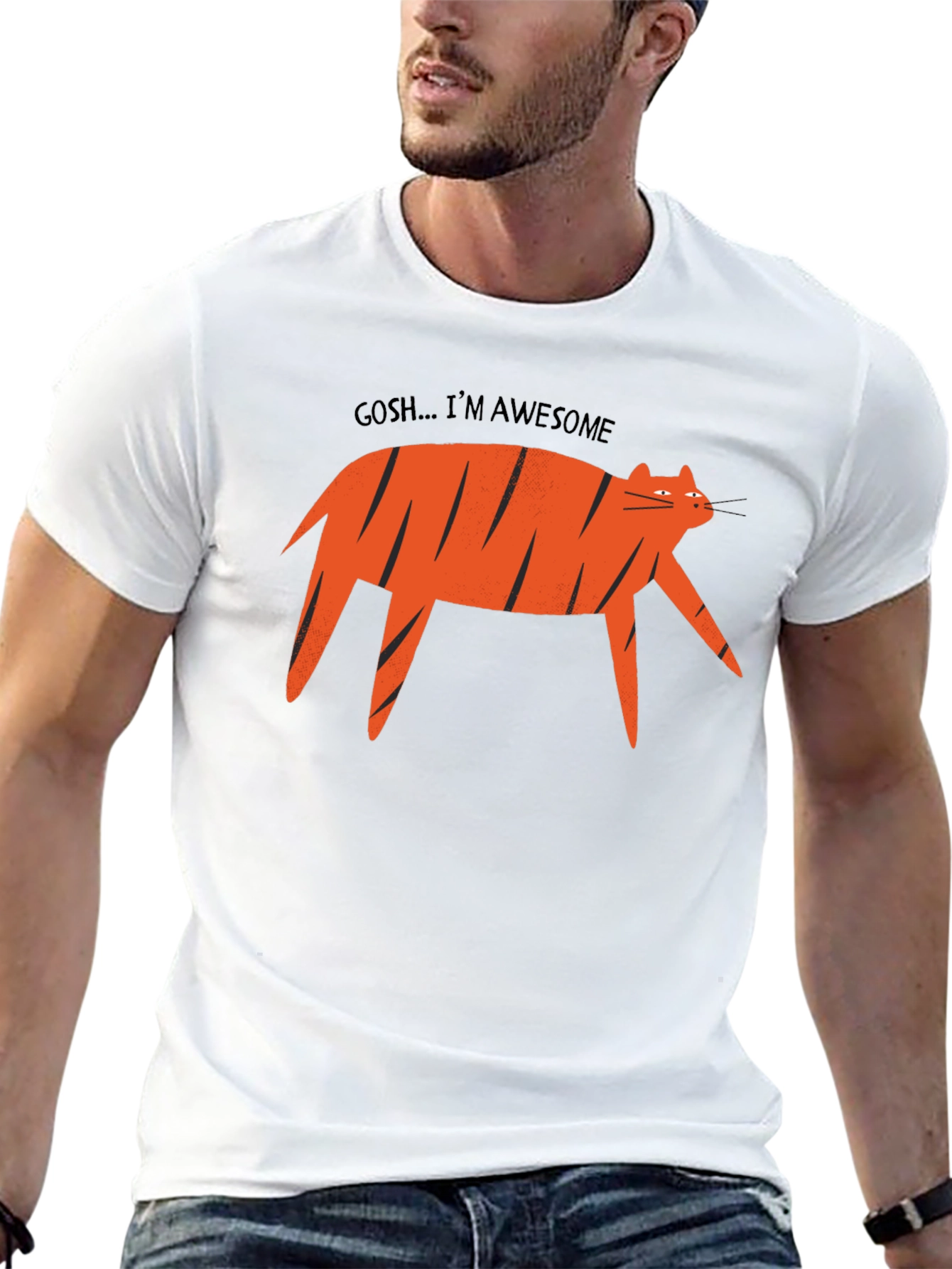 Awesome Cat Graphic Tee - Black T-Shirt