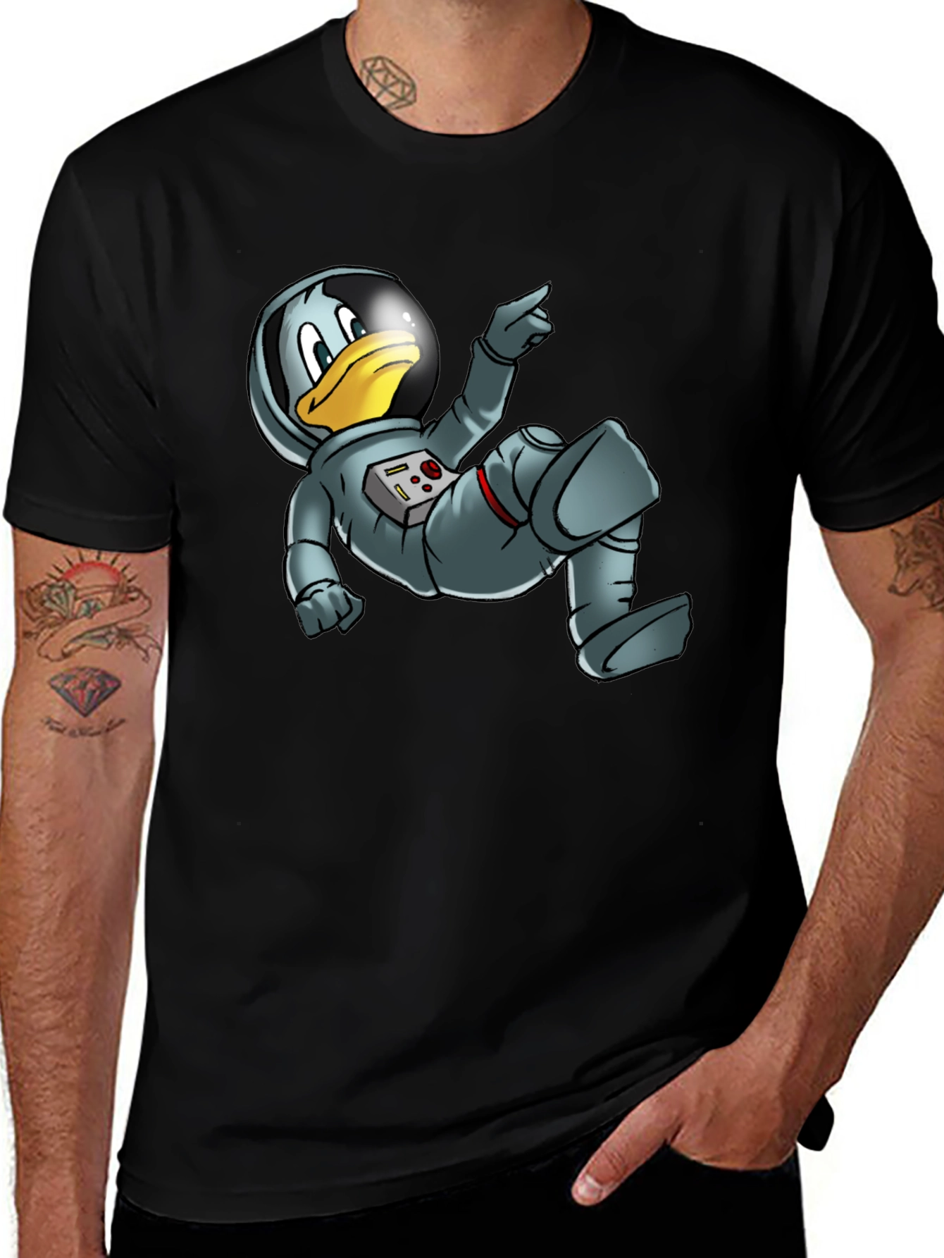 Astronaut Duck Graphic Tee - Black