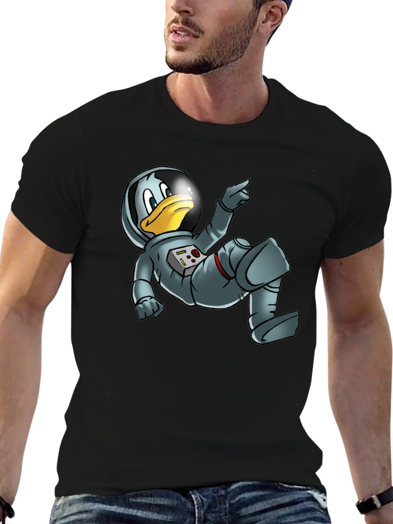 Astronaut Duck Graphic Tee - Black