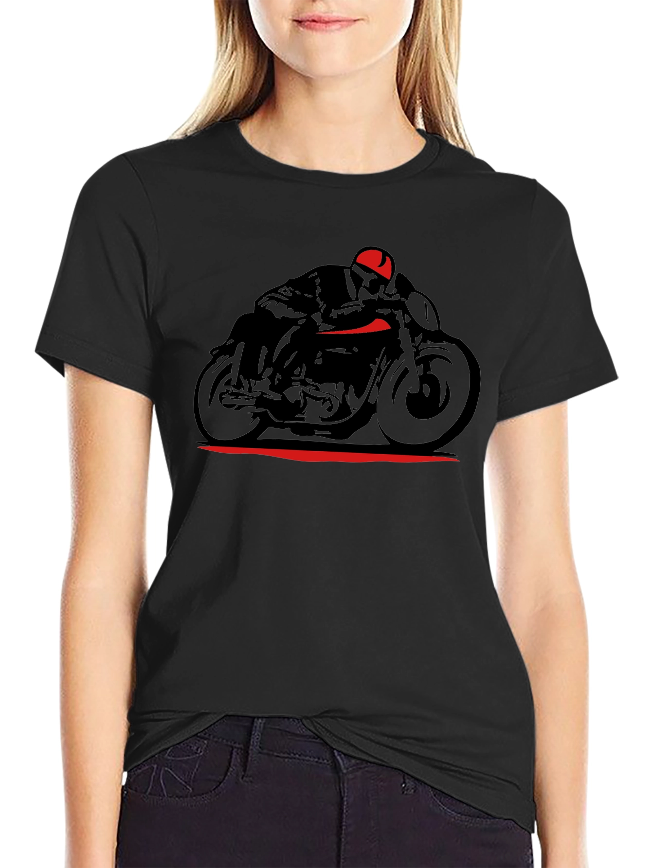 Motorcycle Rider Graphic T-Shirt - Black