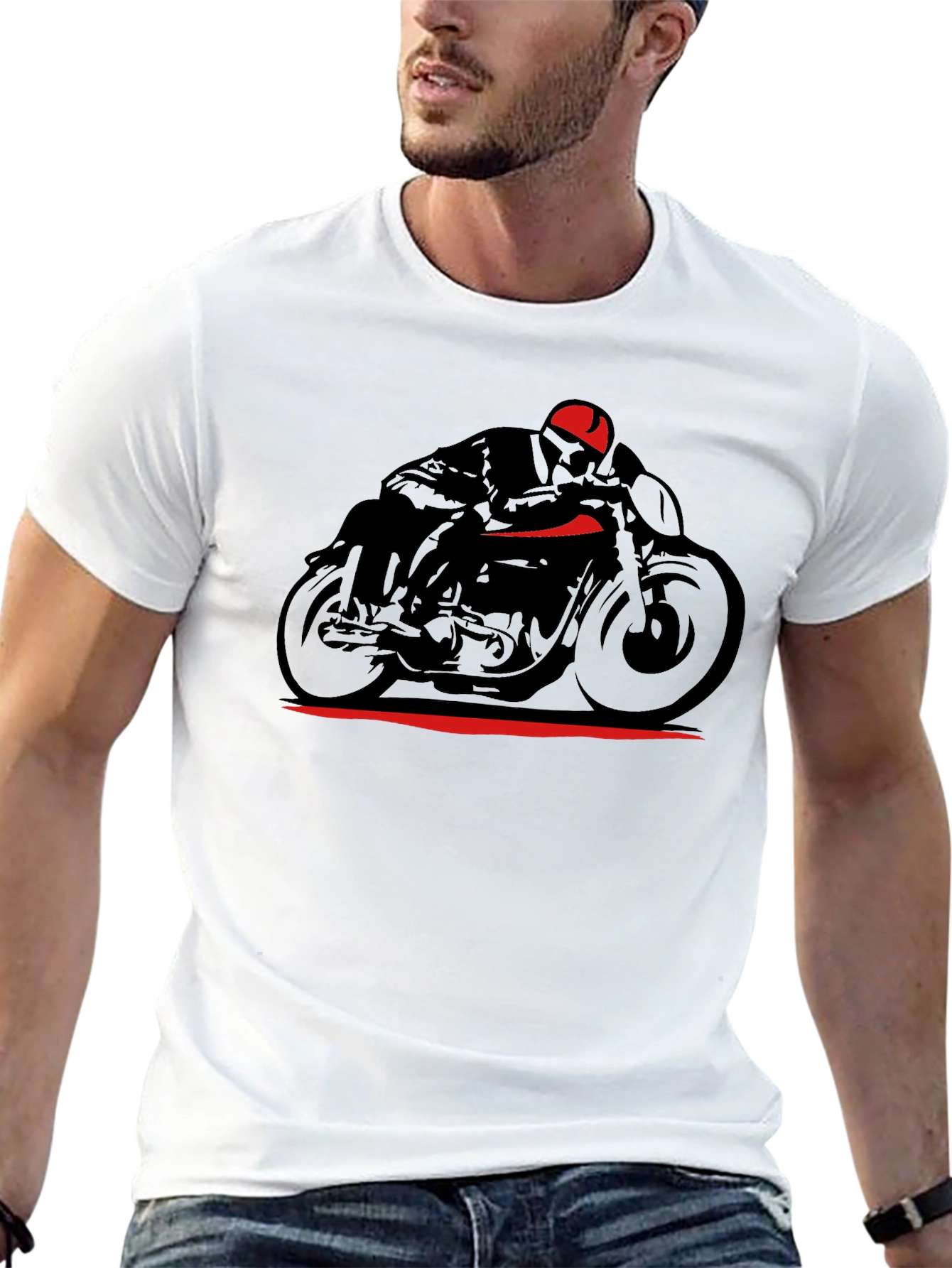 Motorcycle Rider Graphic T-Shirt - Black