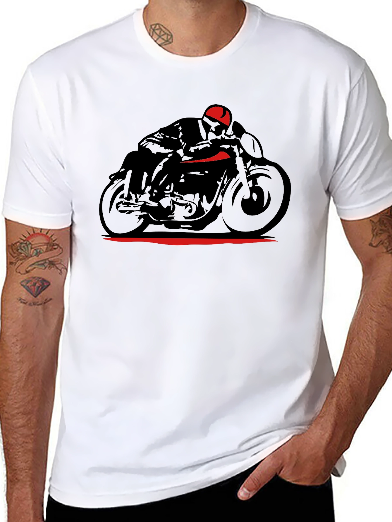 Motorcycle Rider Graphic T-Shirt - Black