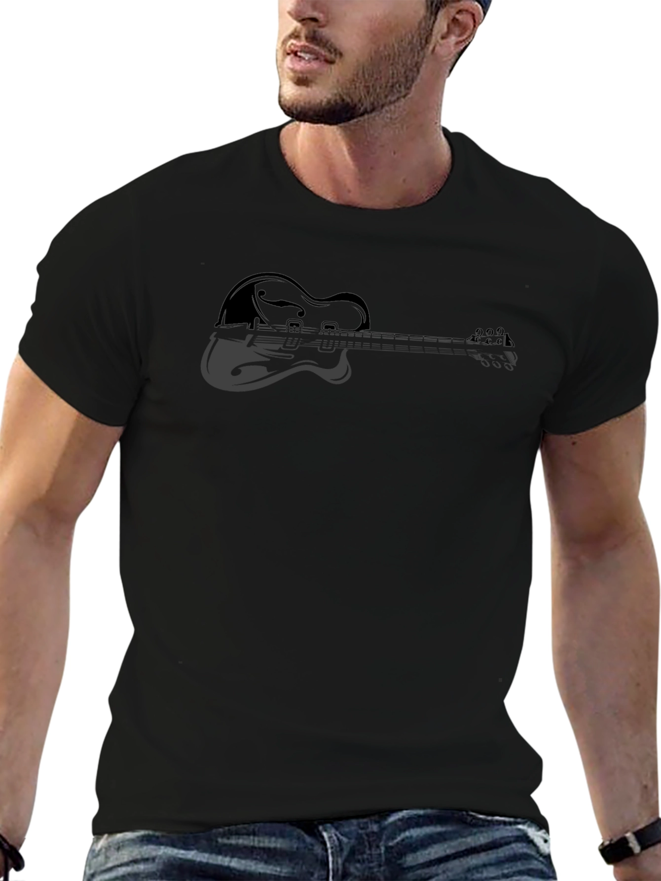 Guitar Silhouette Graphic Tee - Stylish Musicians T-Shirt
