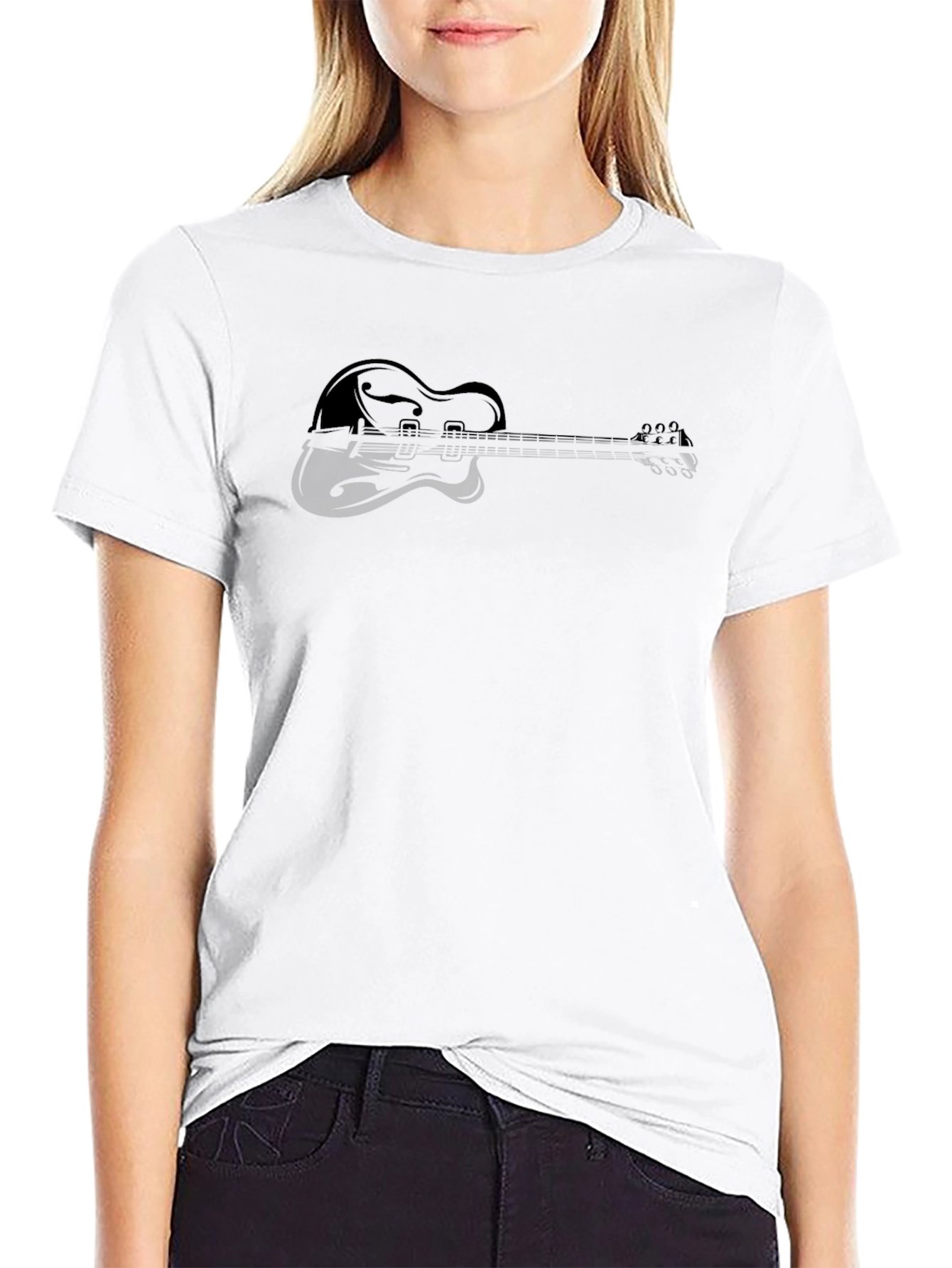 Guitar Silhouette Graphic Tee - Stylish Musicians T-Shirt