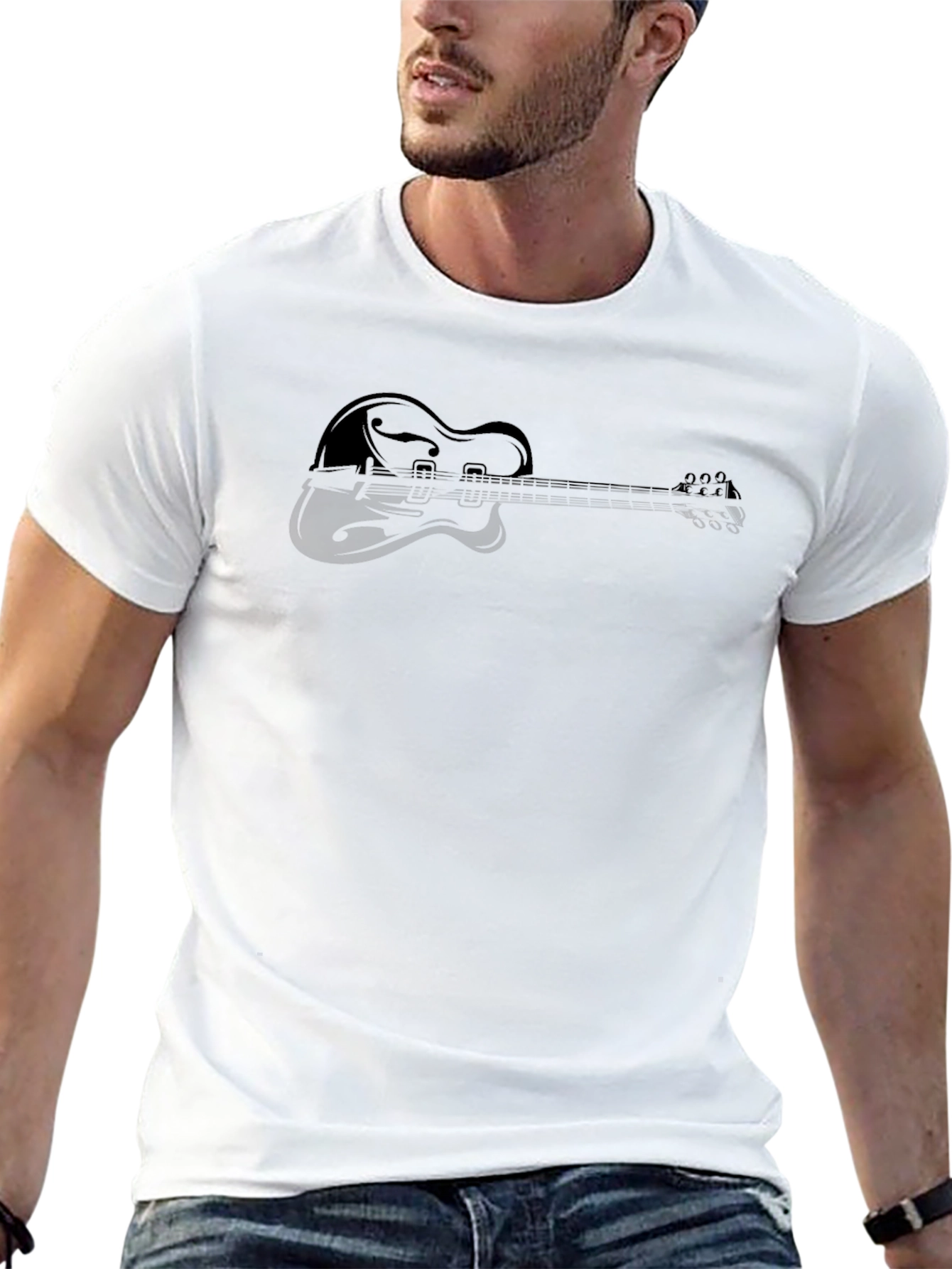 Guitar Silhouette Graphic Tee - Stylish Musicians T-Shirt