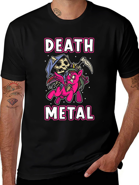 Death Metal Grim Reaper Unicorn Black T-Shirt